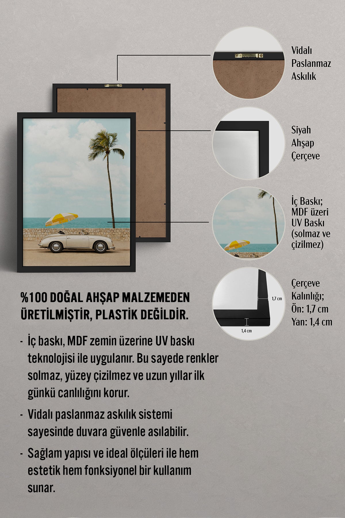 HOMEPACK Ahşap Çerçeveli Tablo Çerçeveli Poster Sanatsal Modern Duvar Dekoru BEK-8419