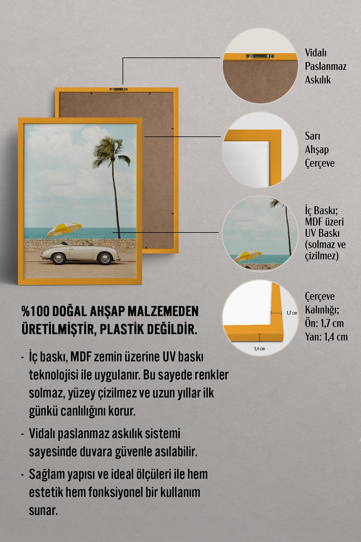 HOMEPACK Ahşap Çerçeveli Tablo Çerçeveli Poster Sanatsal Modern Duvar Dekoru BEK-8419