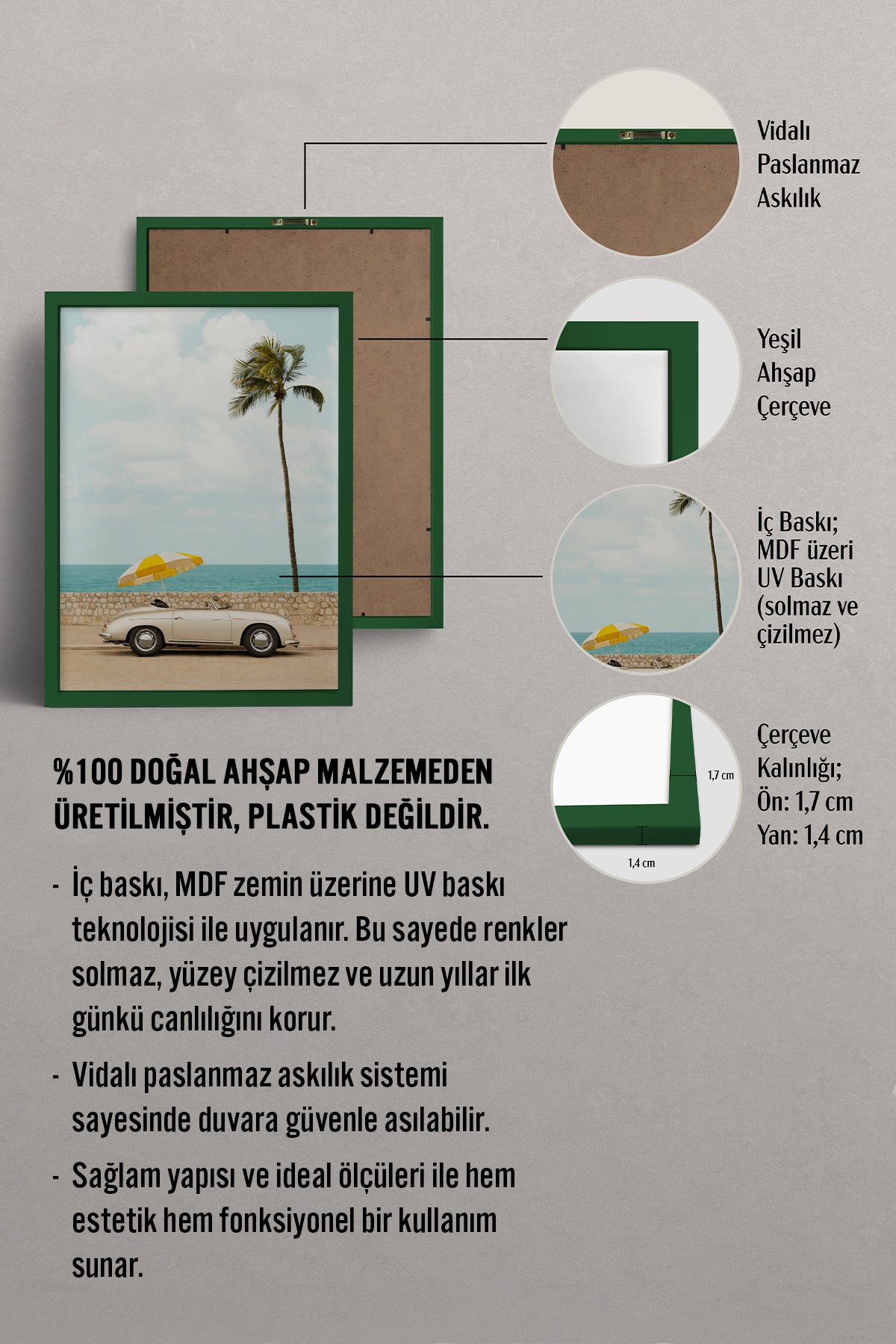 HOMEPACK Ahşap Çerçeveli Tablo Çerçeveli Poster Sanatsal Modern Duvar Dekoru BEK-8419
