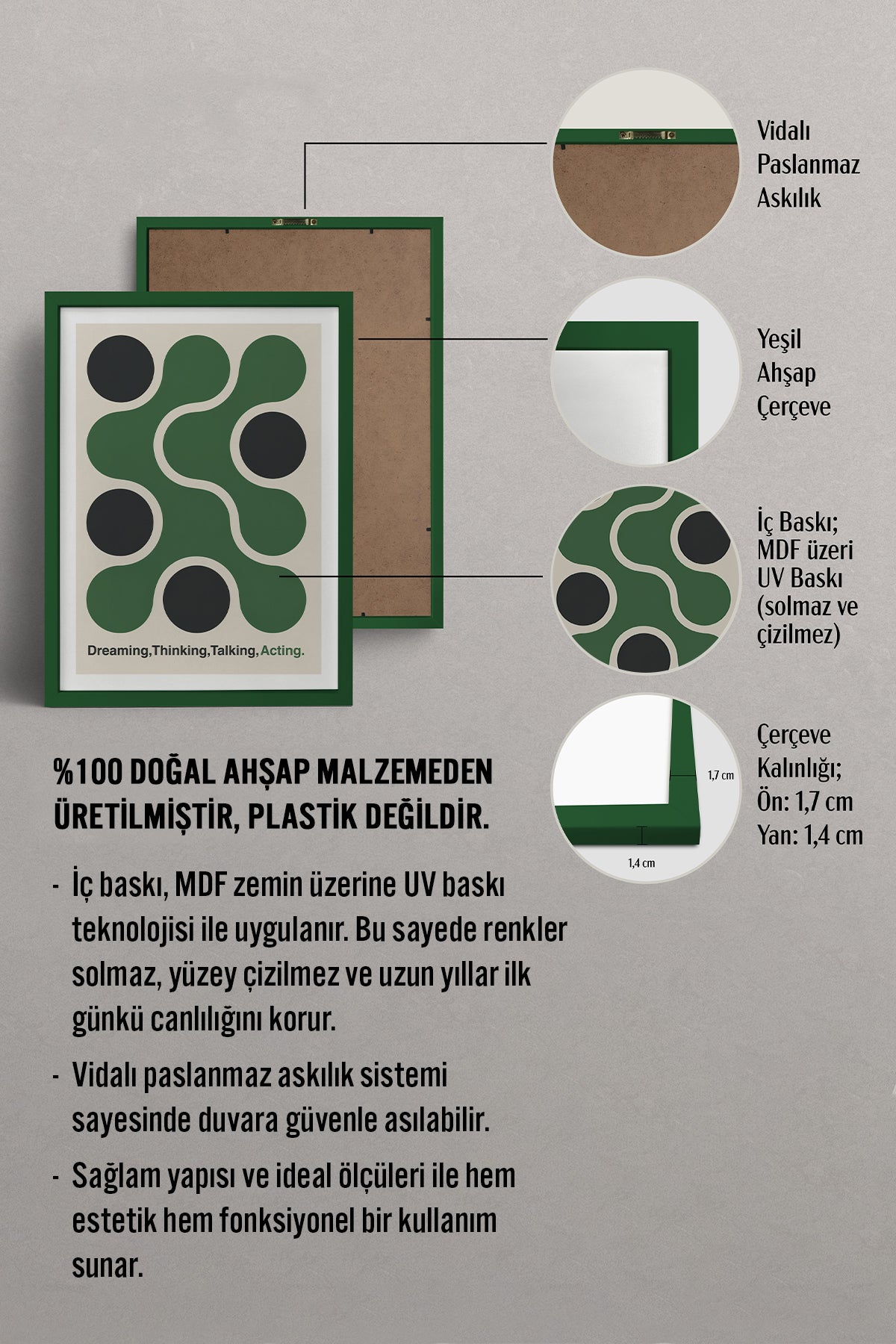 HOMEPACK Ahşap Çerçeveli Tablo Çerçeveli Poster Sanatsal Modern Duvar Dekoru BEK-8421