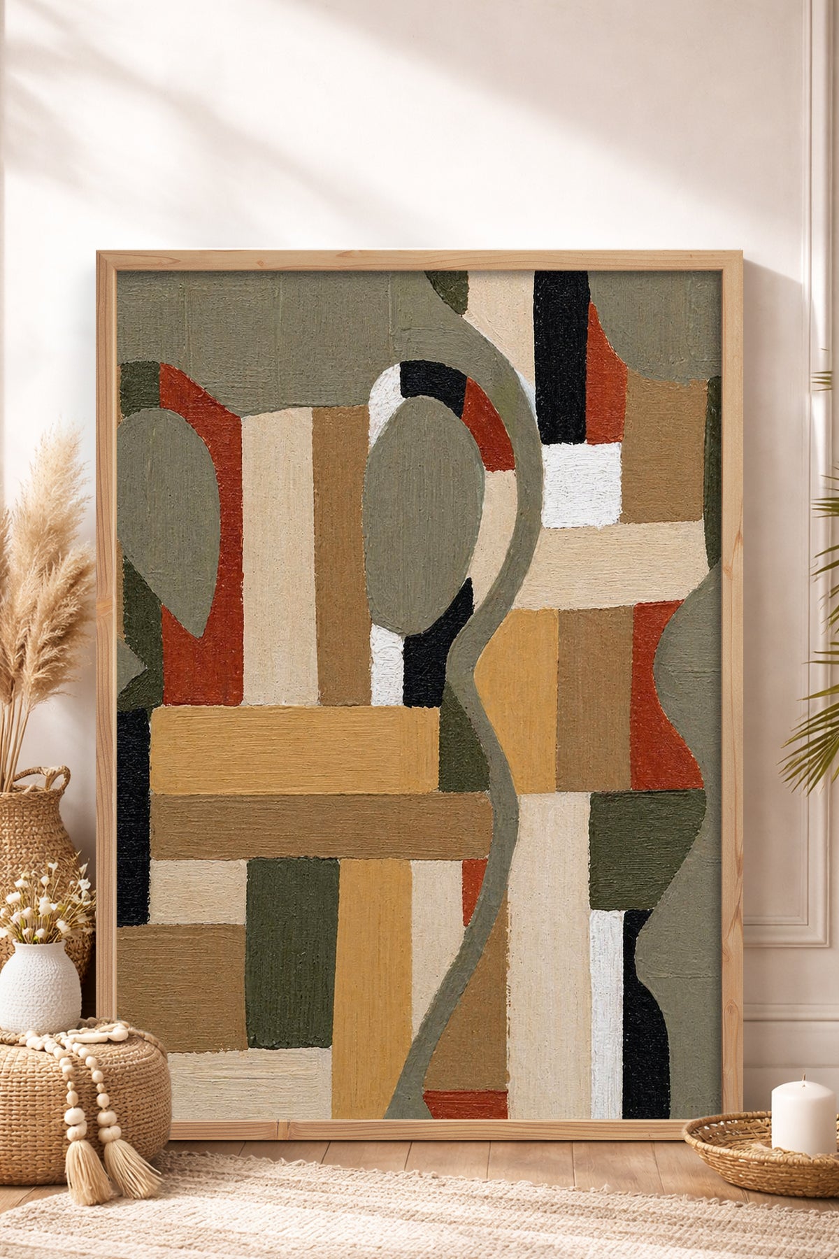 HOMEPACK Ahşap Çerçeveli Tablo Çerçeveli Poster Sanatsal Modern Duvar Dekoru BEK-8425