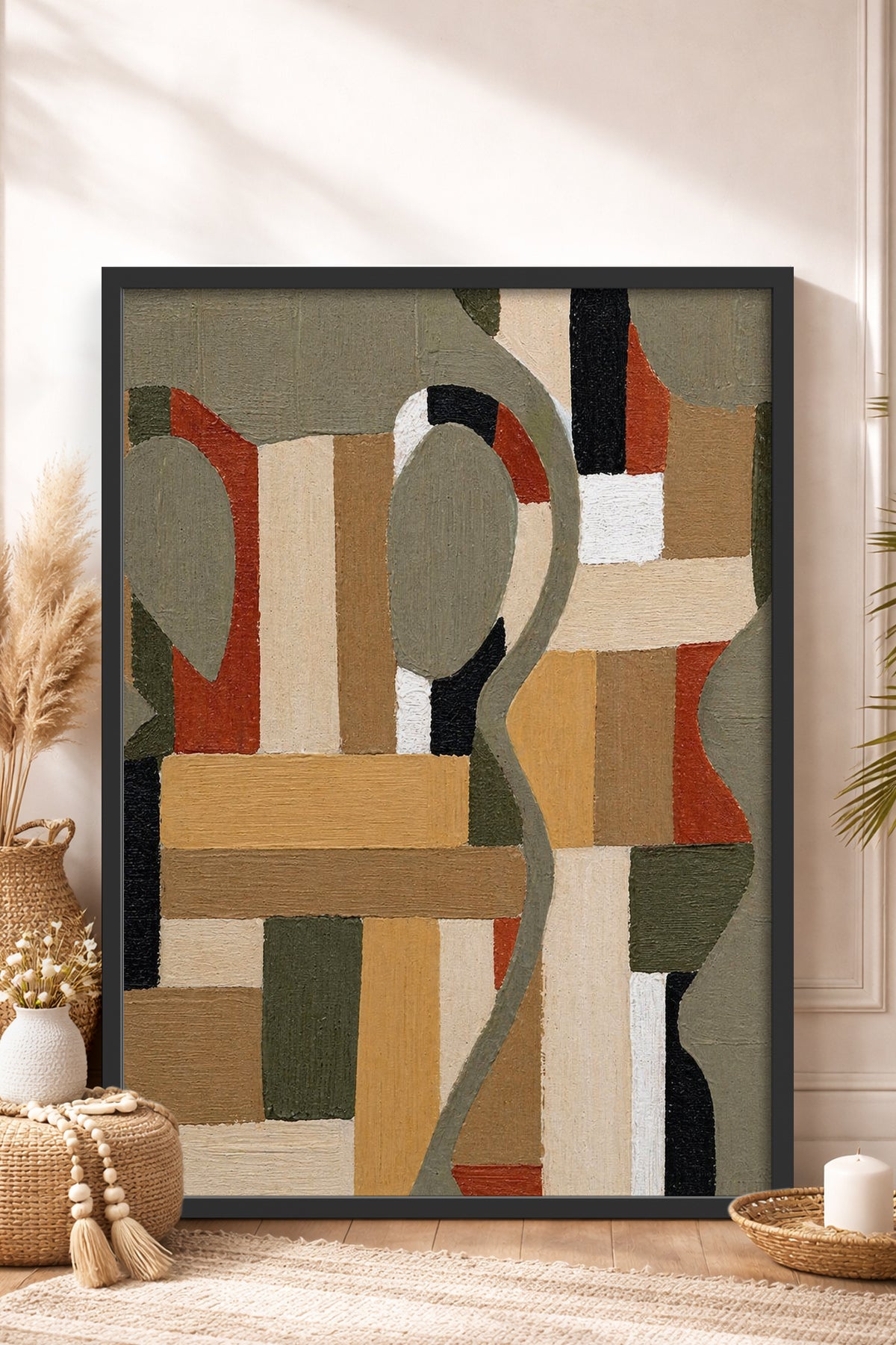 HOMEPACK Ahşap Çerçeveli Tablo Çerçeveli Poster Sanatsal Modern Duvar Dekoru BEK-8425