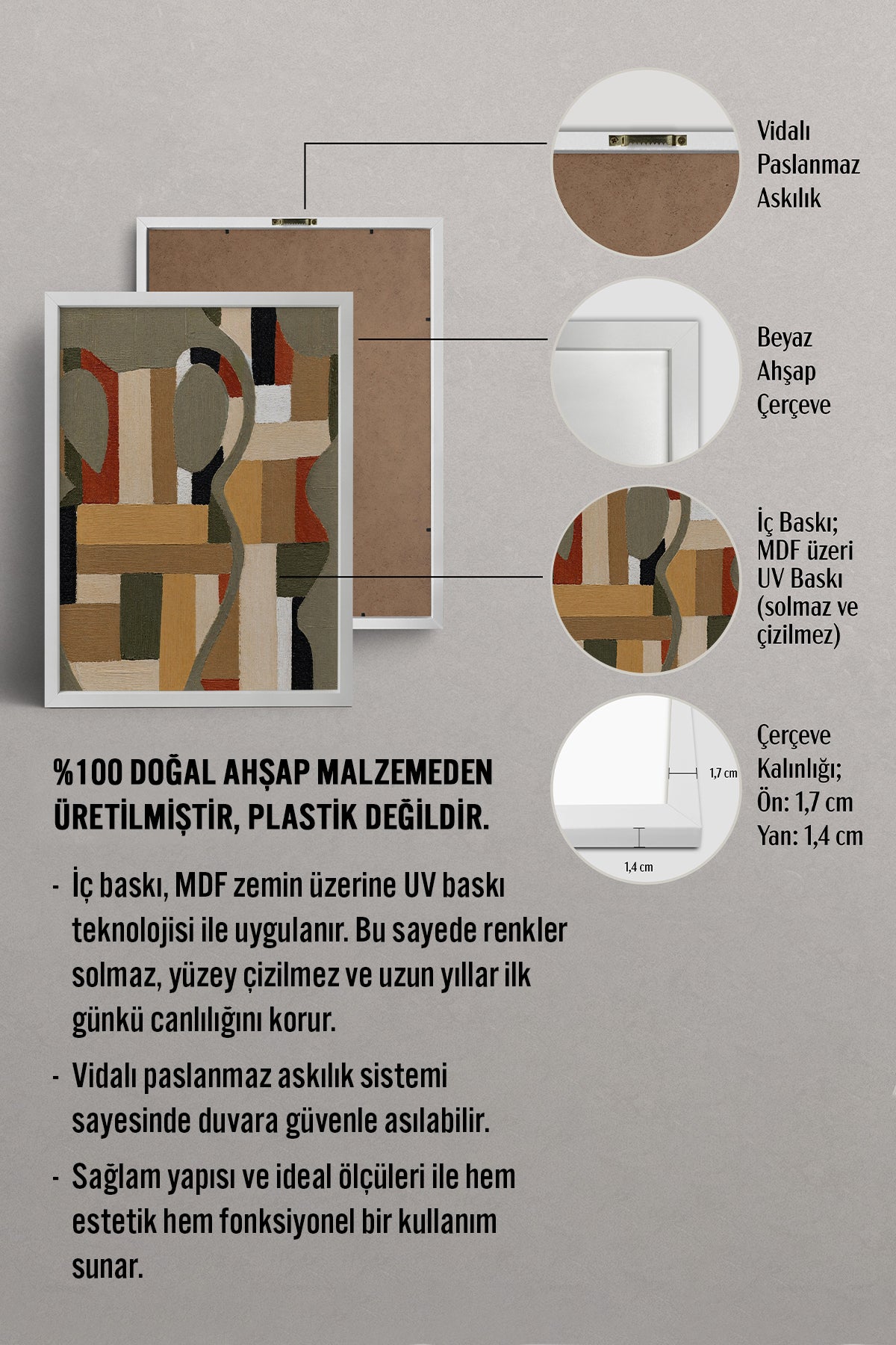 HOMEPACK Ahşap Çerçeveli Tablo Çerçeveli Poster Sanatsal Modern Duvar Dekoru BEK-8425