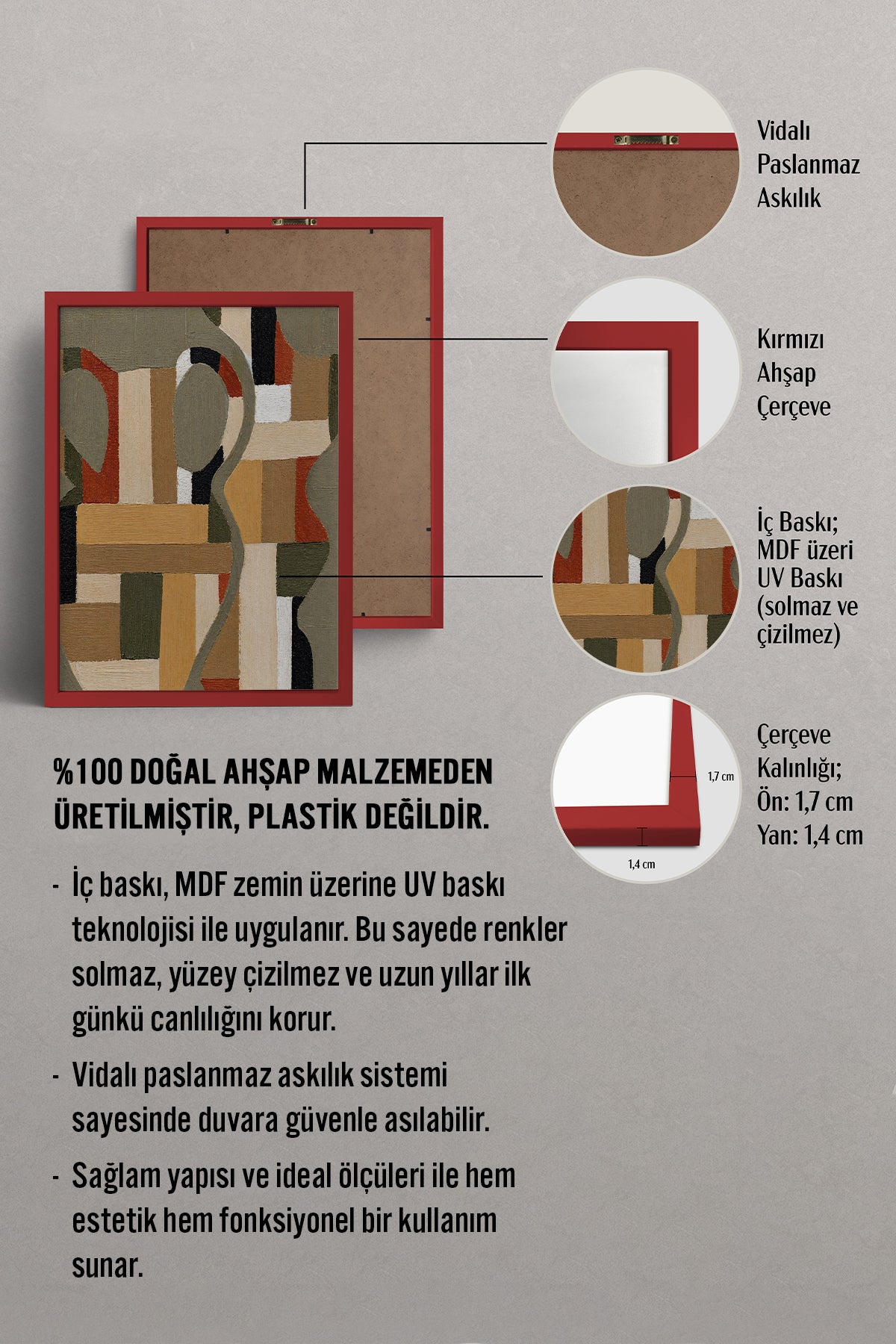 HOMEPACK Ahşap Çerçeveli Tablo Çerçeveli Poster Sanatsal Modern Duvar Dekoru BEK-8425