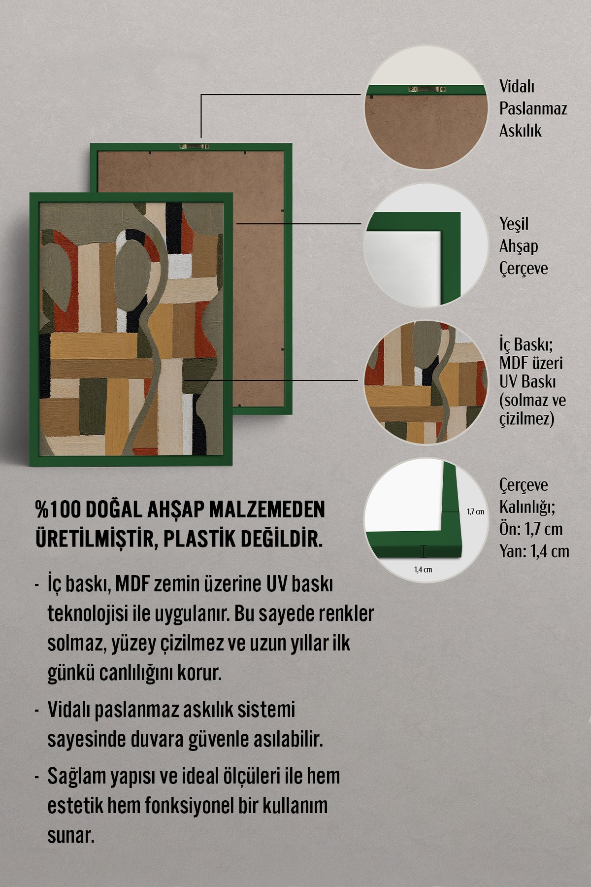 HOMEPACK Ahşap Çerçeveli Tablo Çerçeveli Poster Sanatsal Modern Duvar Dekoru BEK-8425
