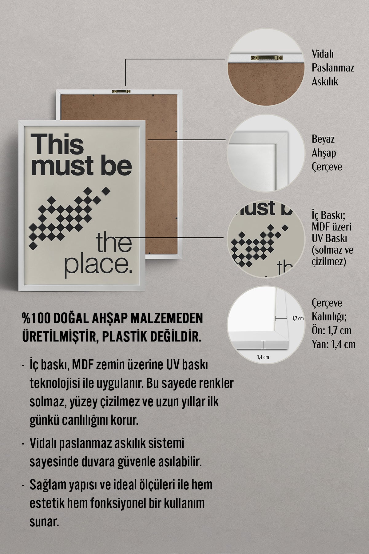 HOMEPACK Ahşap Çerçeveli Tablo Çerçeveli Poster Sanatsal Modern Duvar Dekoru BEK-8426