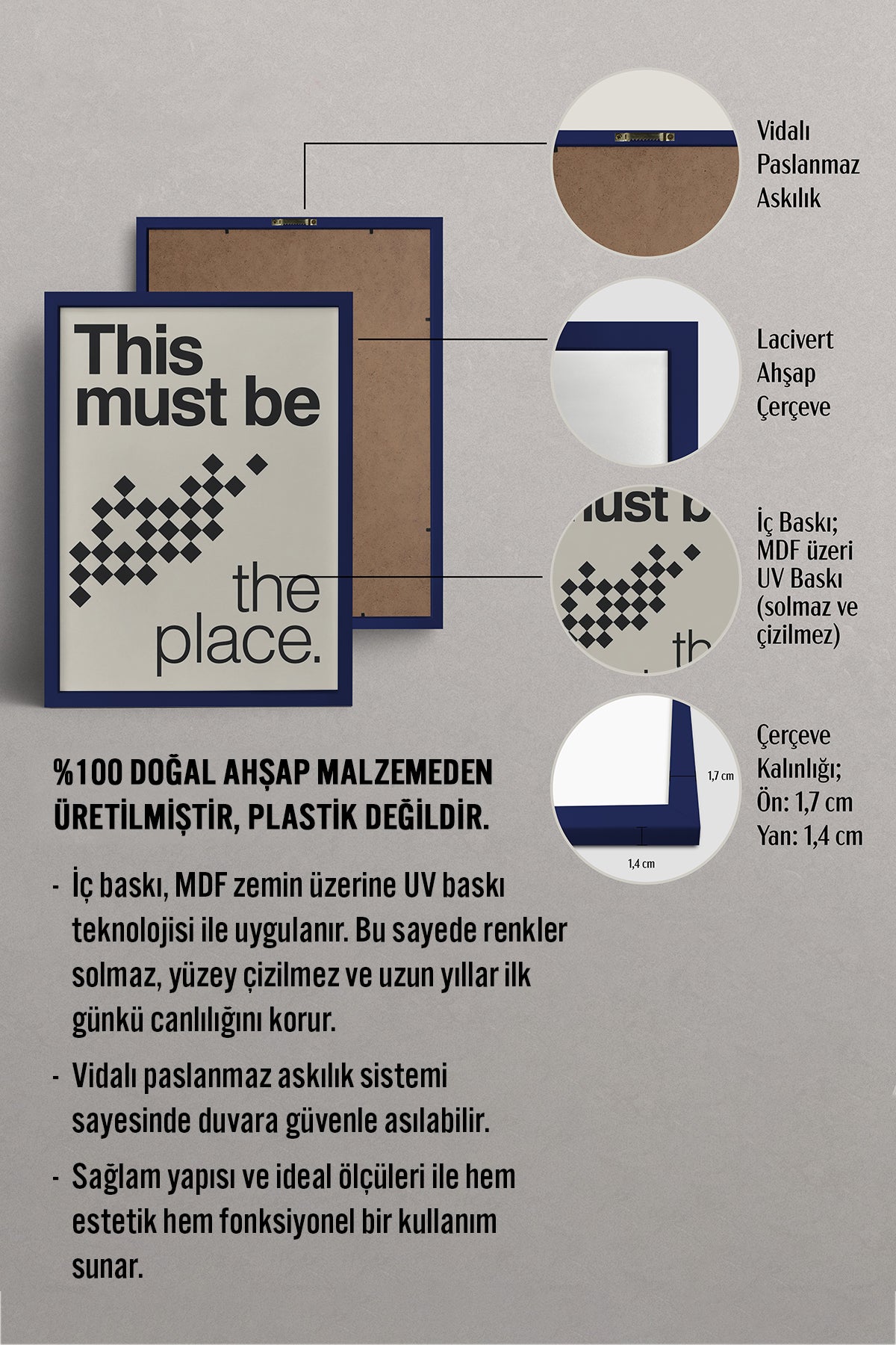 HOMEPACK Ahşap Çerçeveli Tablo Çerçeveli Poster Sanatsal Modern Duvar Dekoru BEK-8426