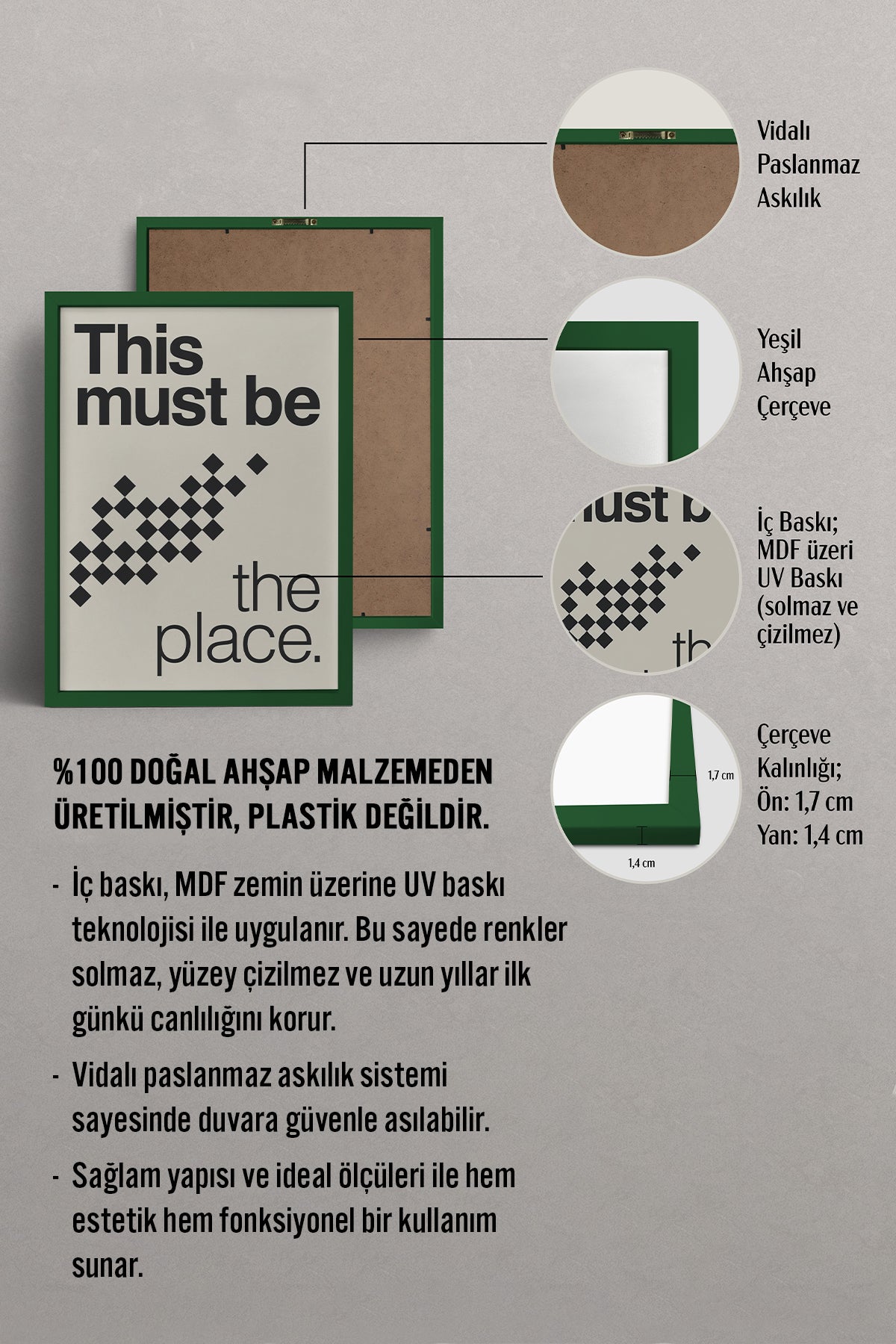 HOMEPACK Ahşap Çerçeveli Tablo Çerçeveli Poster Sanatsal Modern Duvar Dekoru BEK-8426