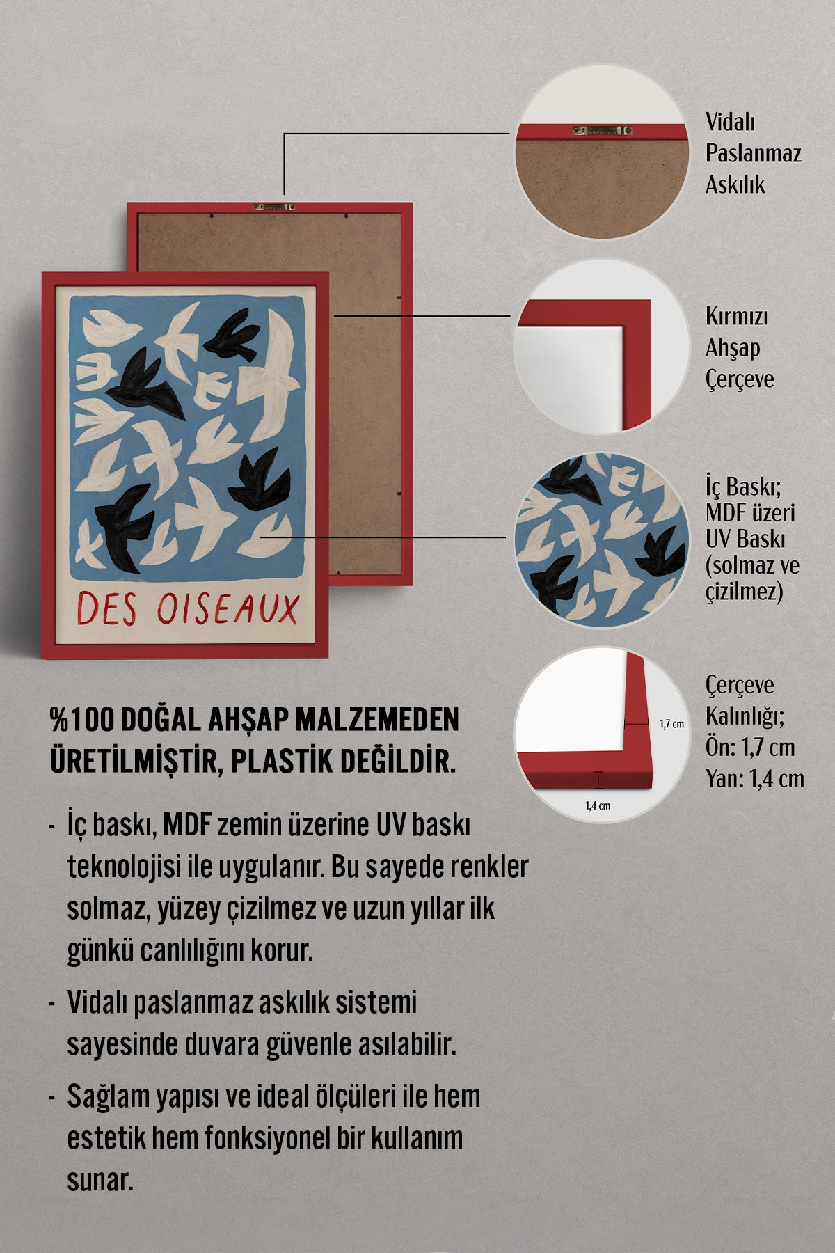 HOMEPACK Ahşap Çerçeveli Tablo Çerçeveli Poster Sanatsal Modern Duvar Dekoru BEK-8427