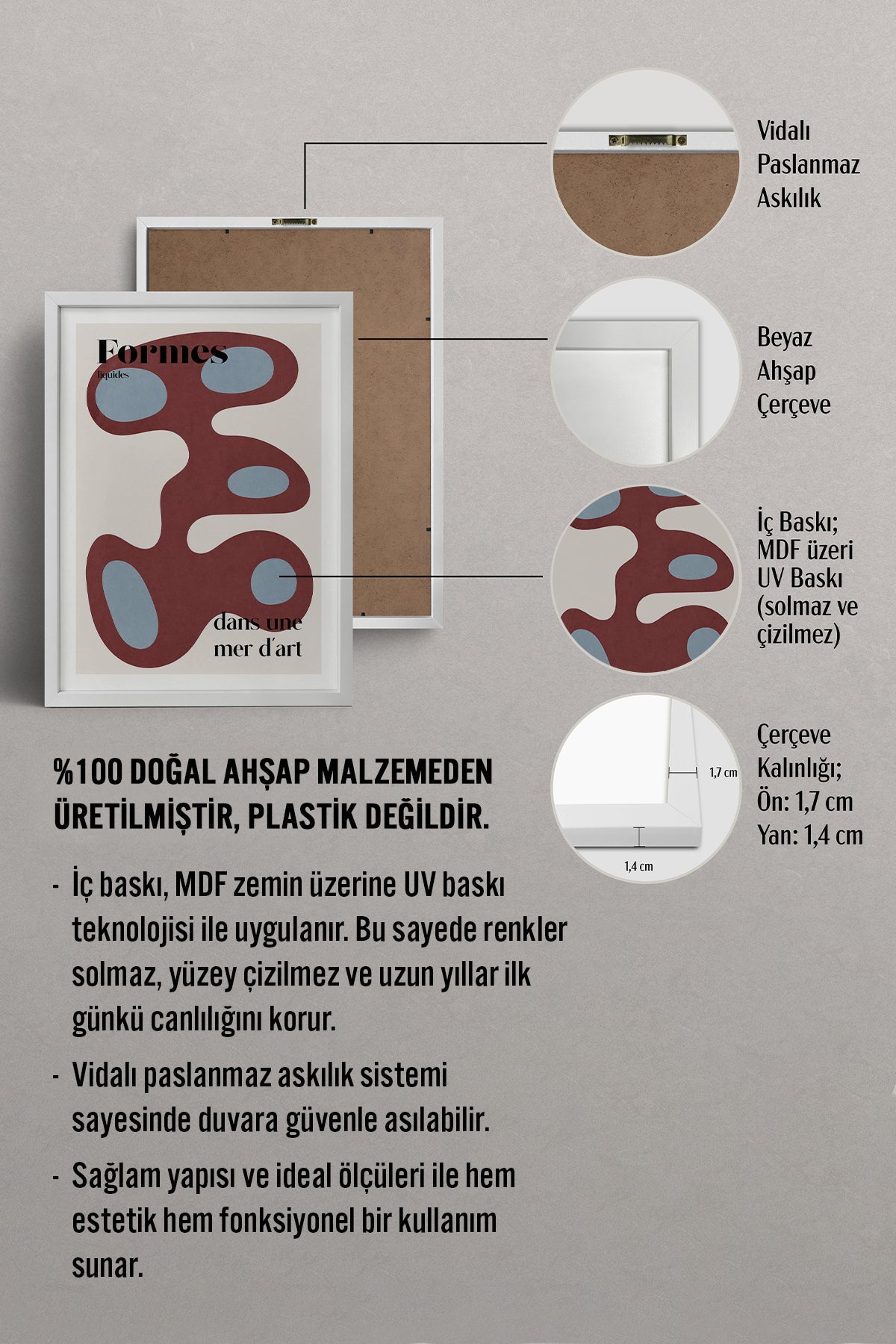 HOMEPACK Ahşap Çerçeveli Tablo Çerçeveli Poster Sanatsal Modern Duvar Dekoru BEK-8428