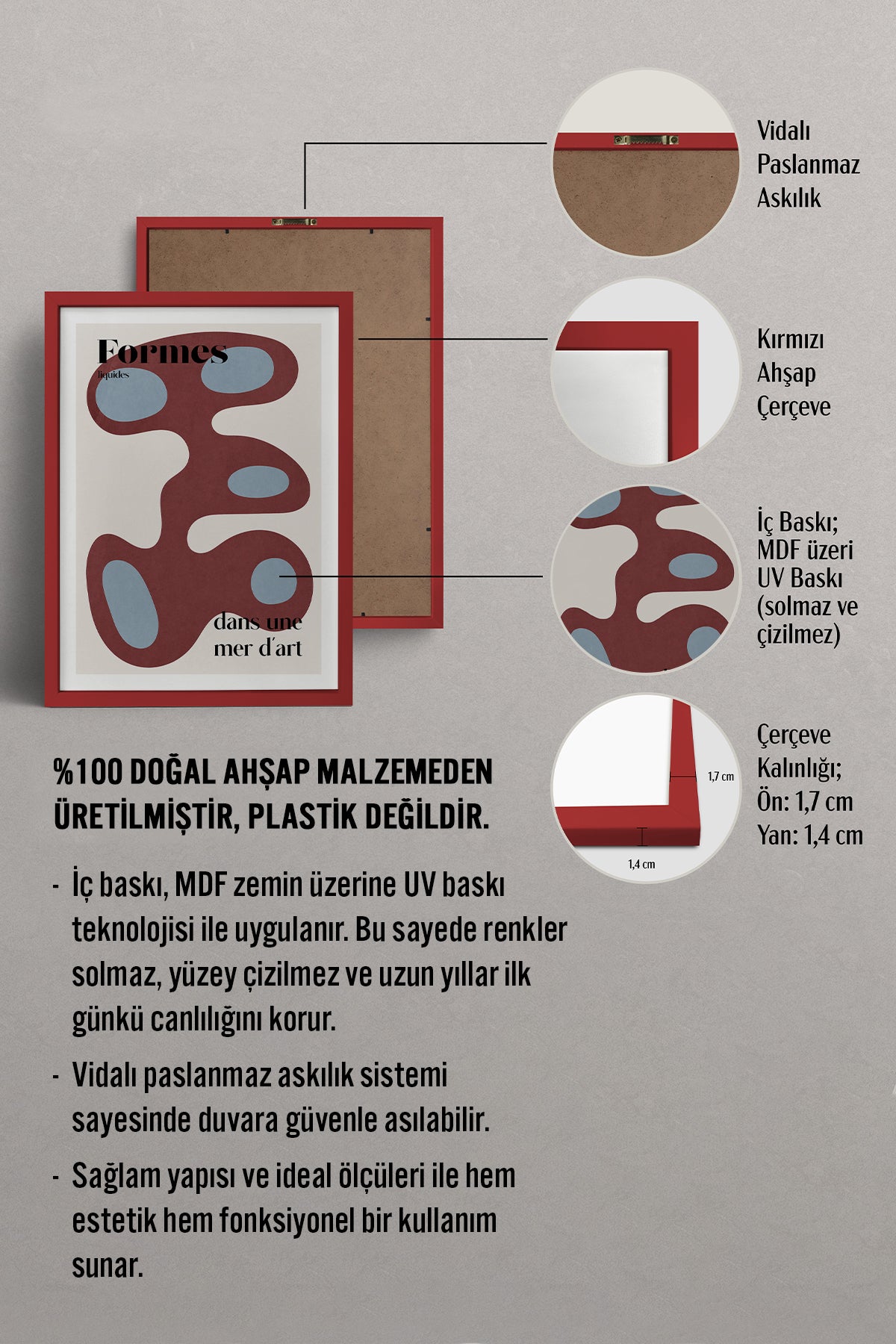HOMEPACK Ahşap Çerçeveli Tablo Çerçeveli Poster Sanatsal Modern Duvar Dekoru BEK-8428