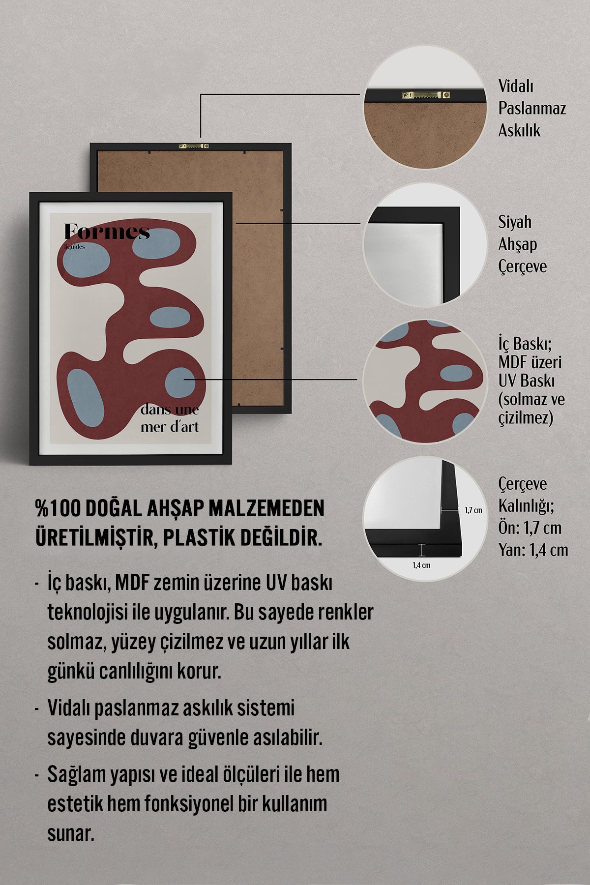 HOMEPACK Ahşap Çerçeveli Tablo Çerçeveli Poster Sanatsal Modern Duvar Dekoru BEK-8428