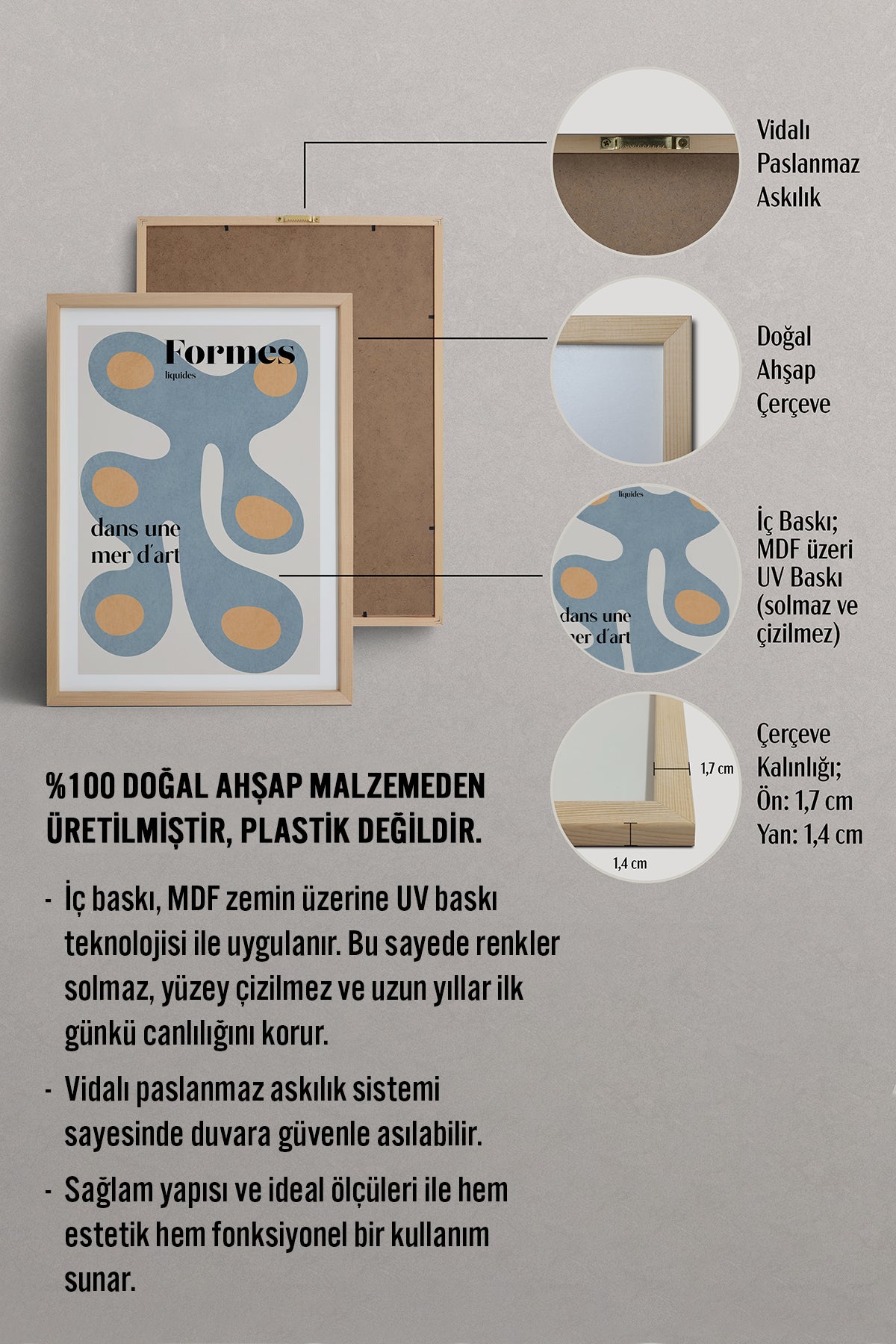 HOMEPACK Ahşap Çerçeveli Tablo Çerçeveli Poster Sanatsal Modern Duvar Dekoru BEK-8429