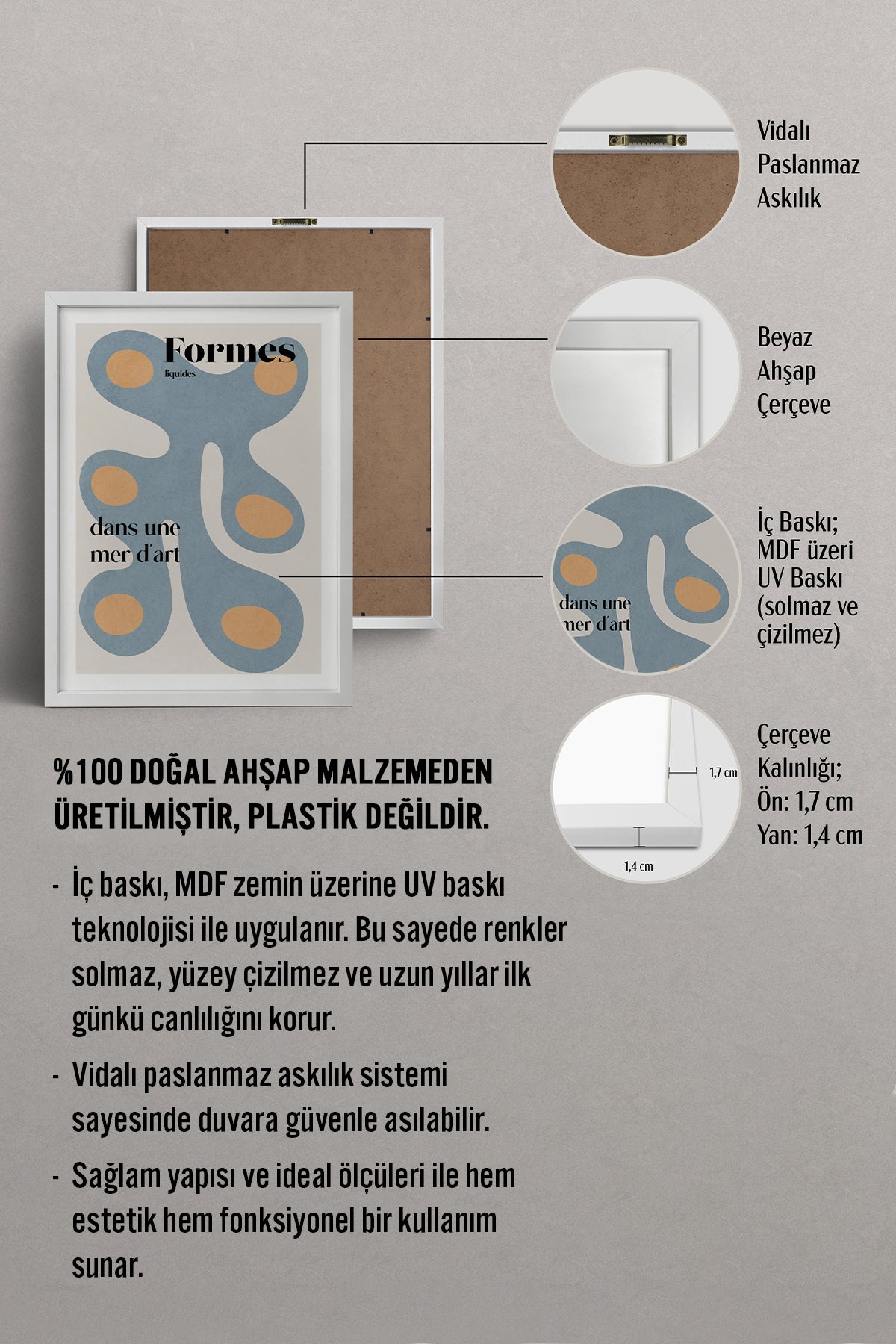 HOMEPACK Ahşap Çerçeveli Tablo Çerçeveli Poster Sanatsal Modern Duvar Dekoru BEK-8429
