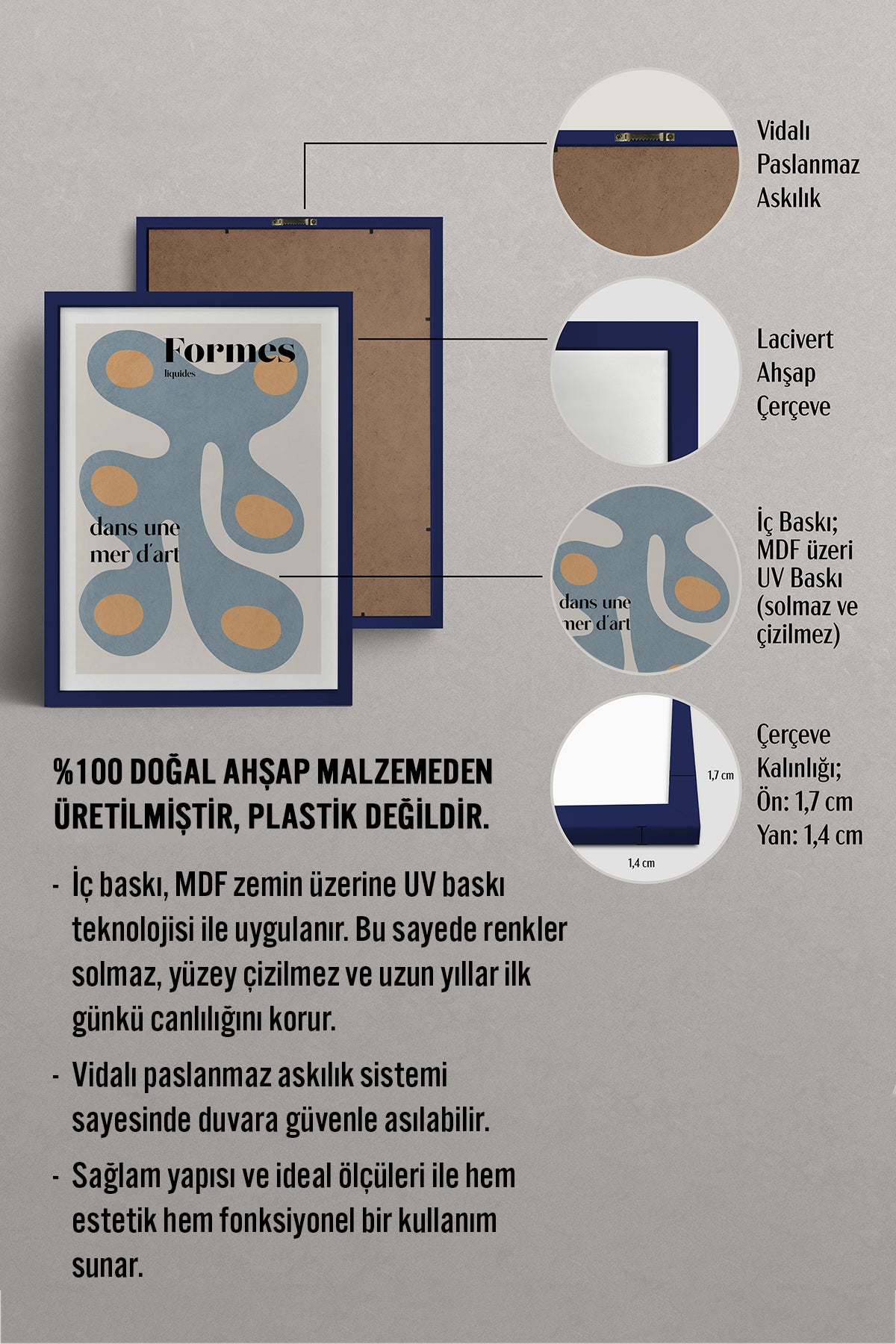 HOMEPACK Ahşap Çerçeveli Tablo Çerçeveli Poster Sanatsal Modern Duvar Dekoru BEK-8429