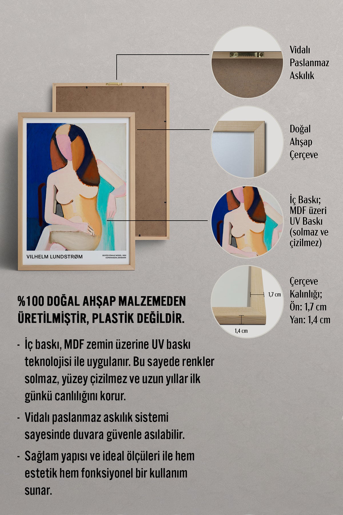 HOMEPACK Ahşap Çerçeveli Tablo Çerçeveli Poster Sanatsal Modern Duvar Dekoru BEK-8430