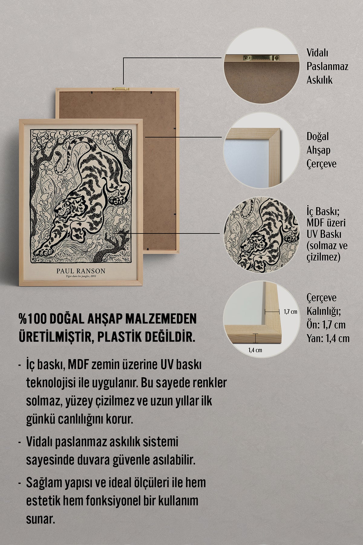 HOMEPACK Ahşap Çerçeveli Tablo Çerçeveli Poster Sanatsal Modern Duvar Dekoru BEK-8433