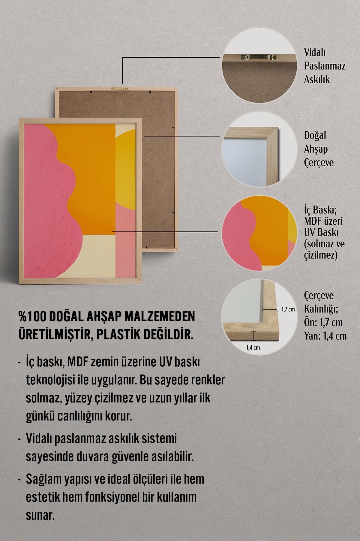 HOMEPACK Ahşap Çerçeveli Tablo Çerçeveli Poster Sanatsal Modern Duvar Dekoru BEK-8434