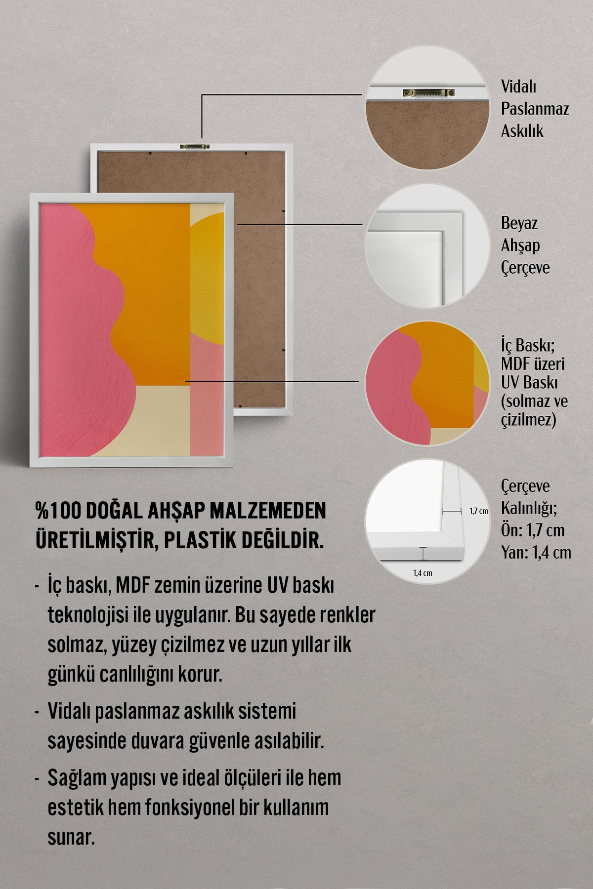 HOMEPACK Ahşap Çerçeveli Tablo Çerçeveli Poster Sanatsal Modern Duvar Dekoru BEK-8434