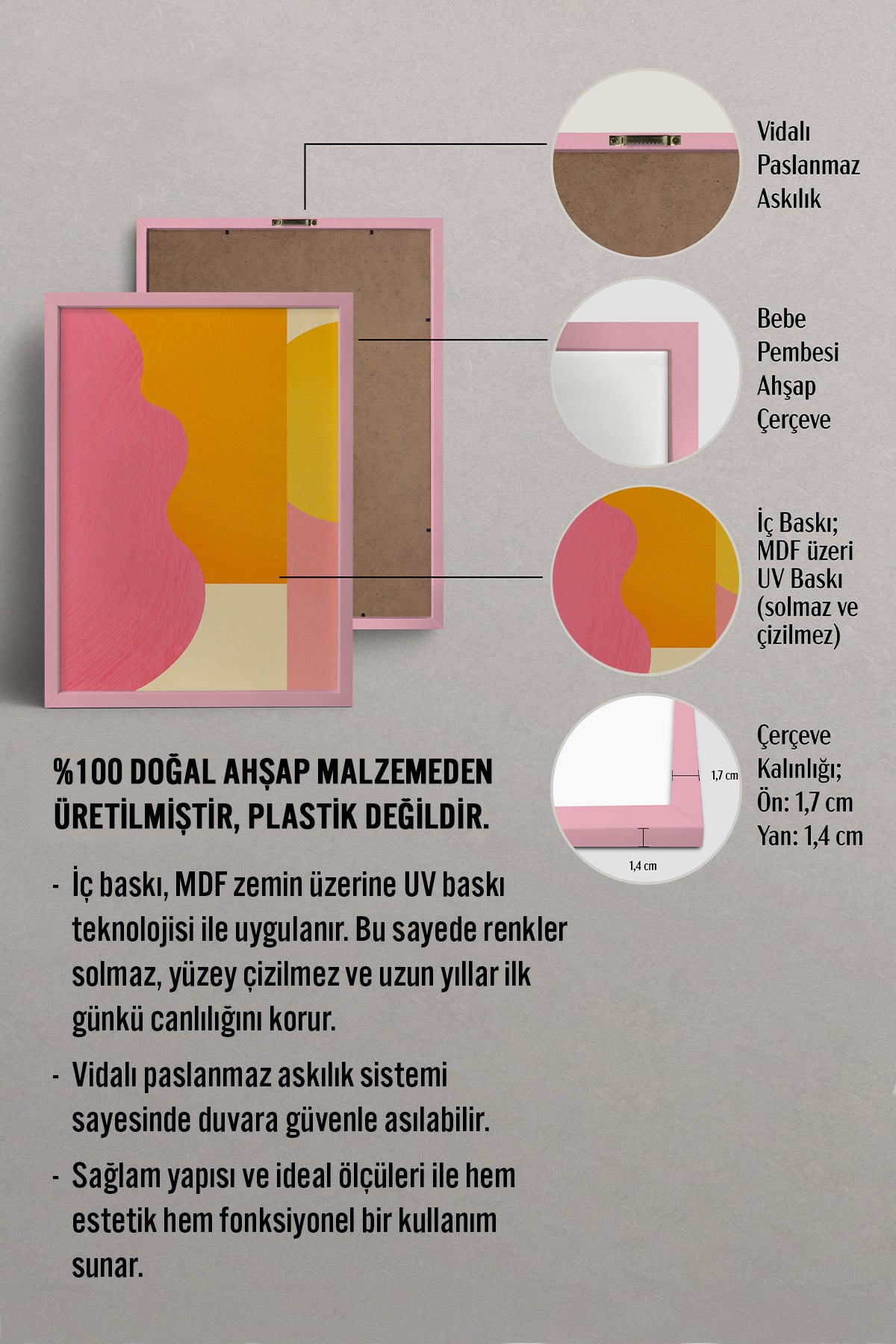 HOMEPACK Ahşap Çerçeveli Tablo Çerçeveli Poster Sanatsal Modern Duvar Dekoru BEK-8434