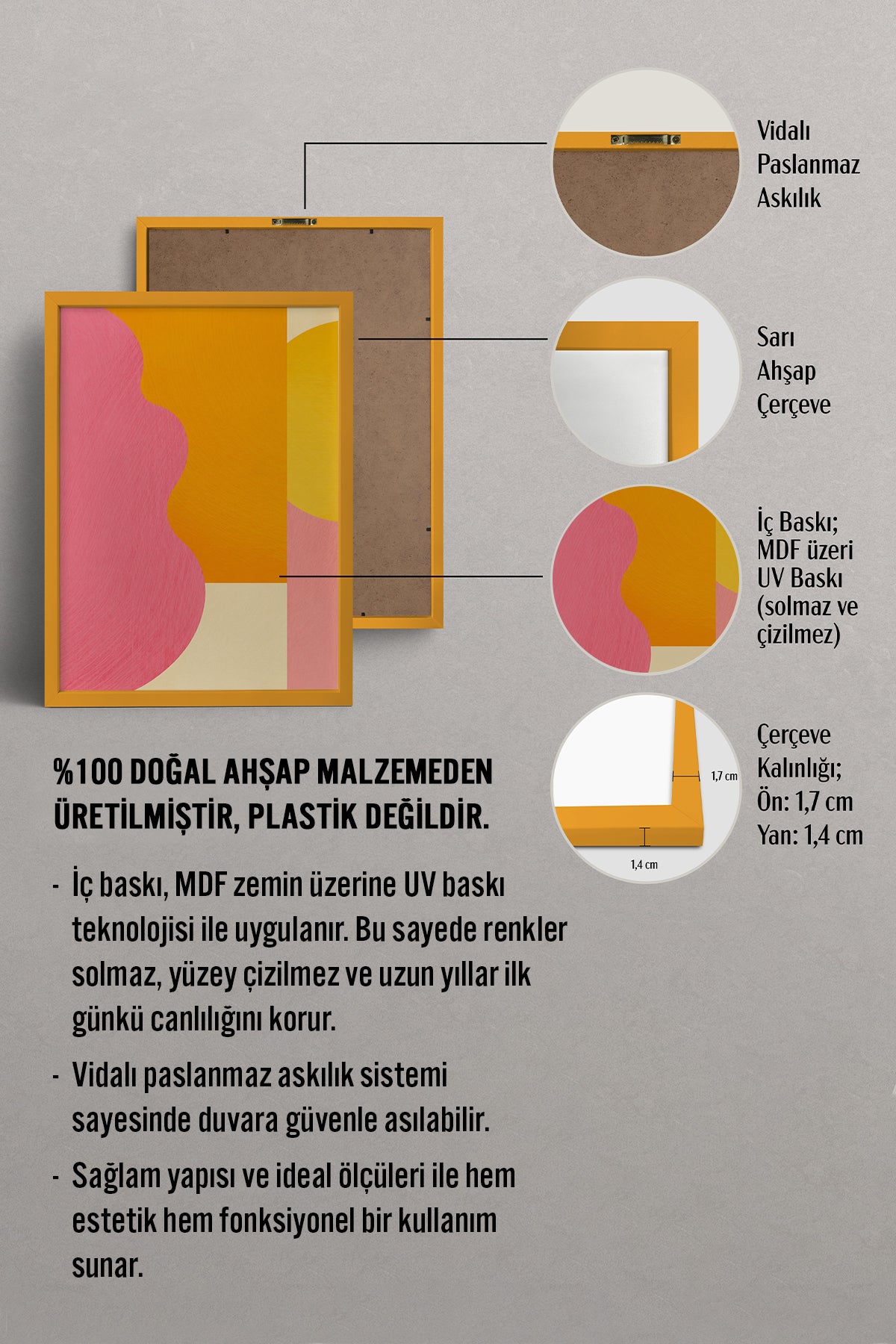 HOMEPACK Ahşap Çerçeveli Tablo Çerçeveli Poster Sanatsal Modern Duvar Dekoru BEK-8434