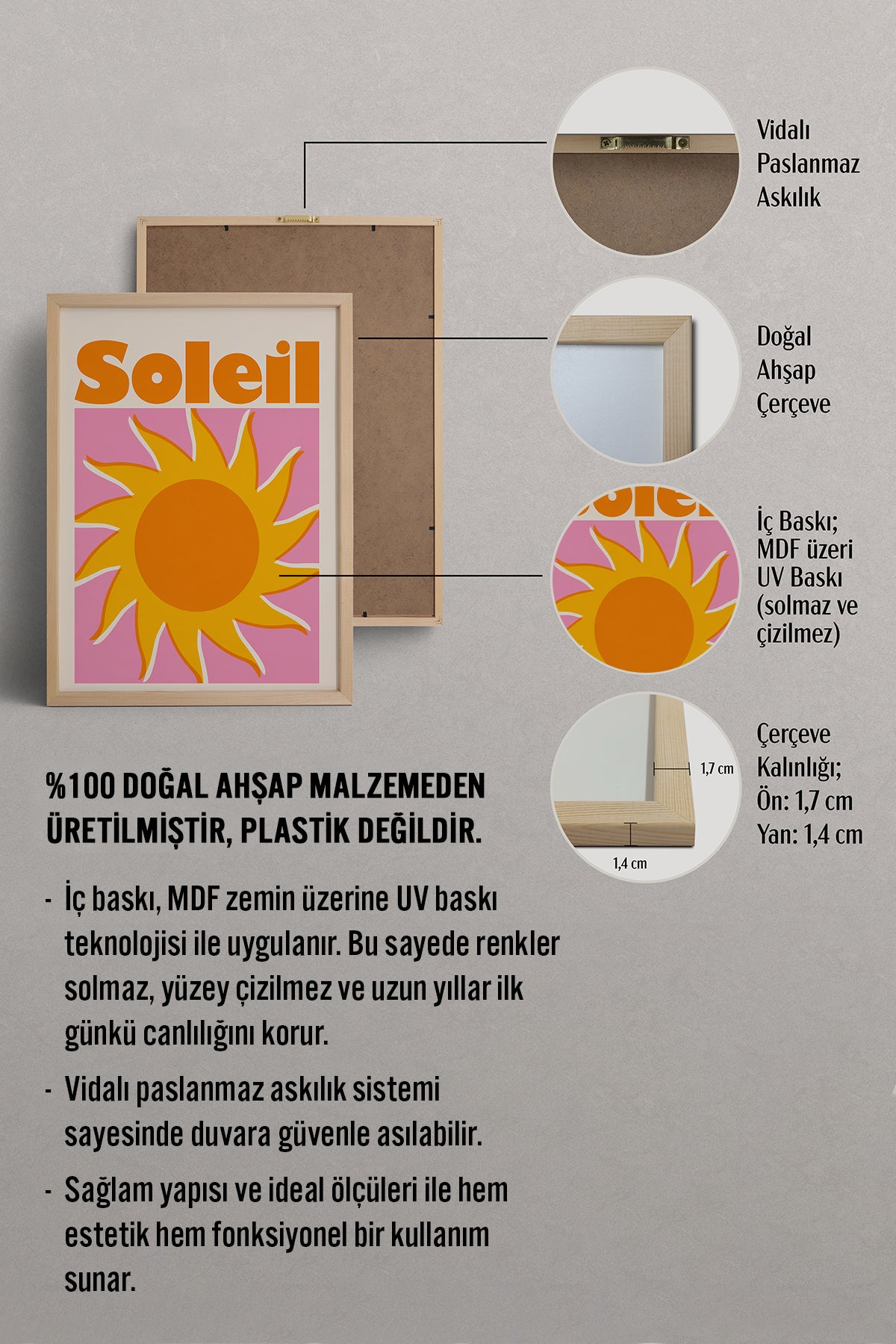 HOMEPACK Ahşap Çerçeveli Tablo Çerçeveli Poster Sanatsal Modern Duvar Dekoru BEK-8435