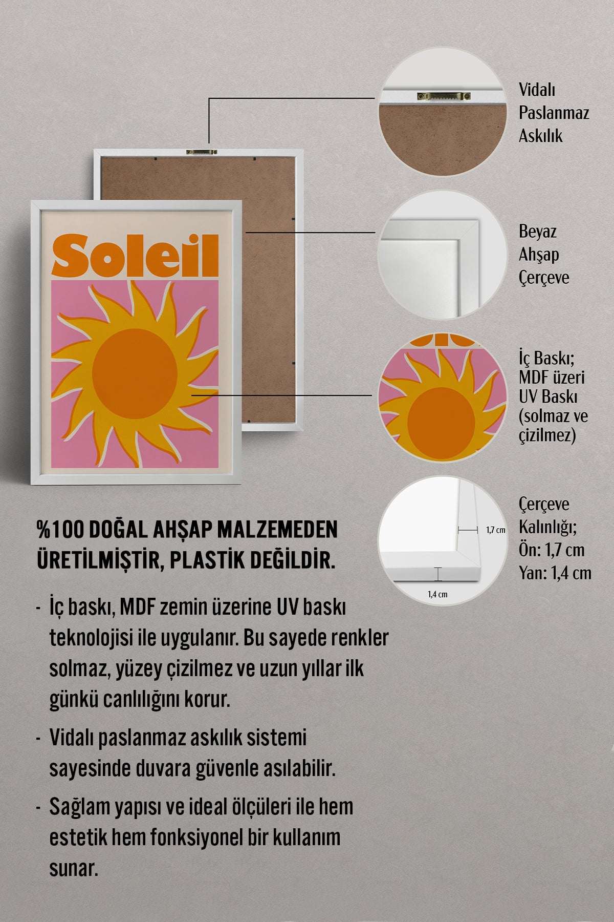HOMEPACK Ahşap Çerçeveli Tablo Çerçeveli Poster Sanatsal Modern Duvar Dekoru BEK-8435
