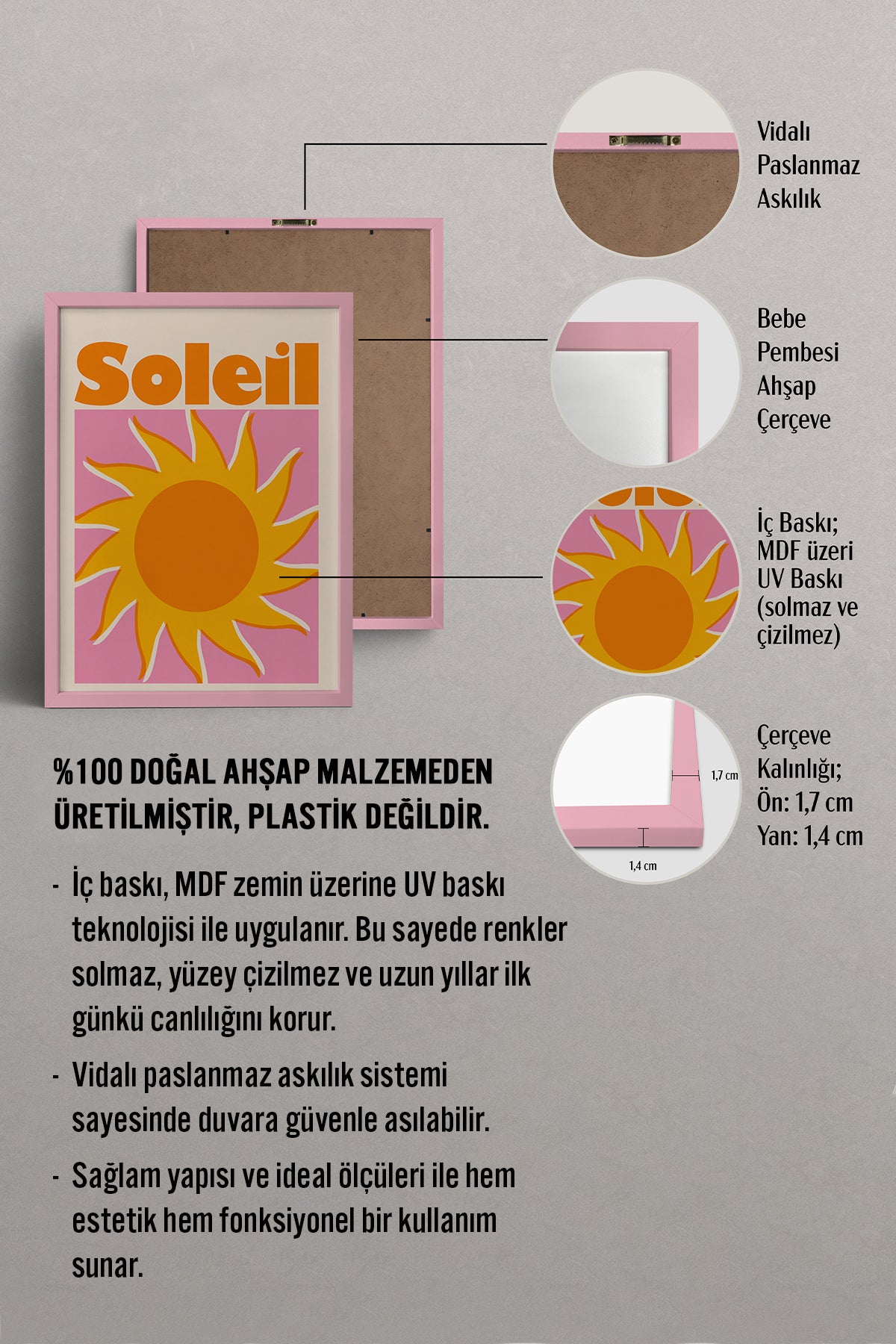 HOMEPACK Ahşap Çerçeveli Tablo Çerçeveli Poster Sanatsal Modern Duvar Dekoru BEK-8435