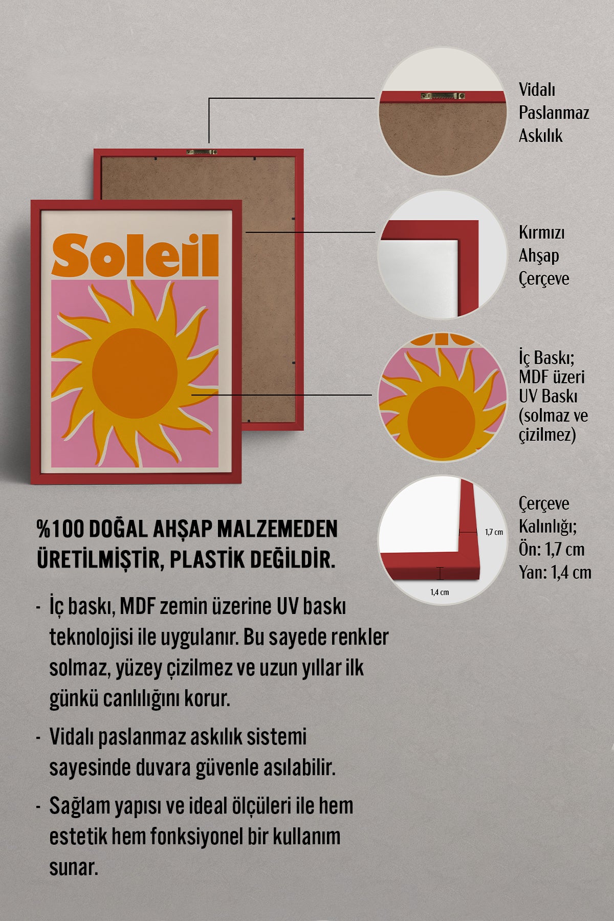 HOMEPACK Ahşap Çerçeveli Tablo Çerçeveli Poster Sanatsal Modern Duvar Dekoru BEK-8435