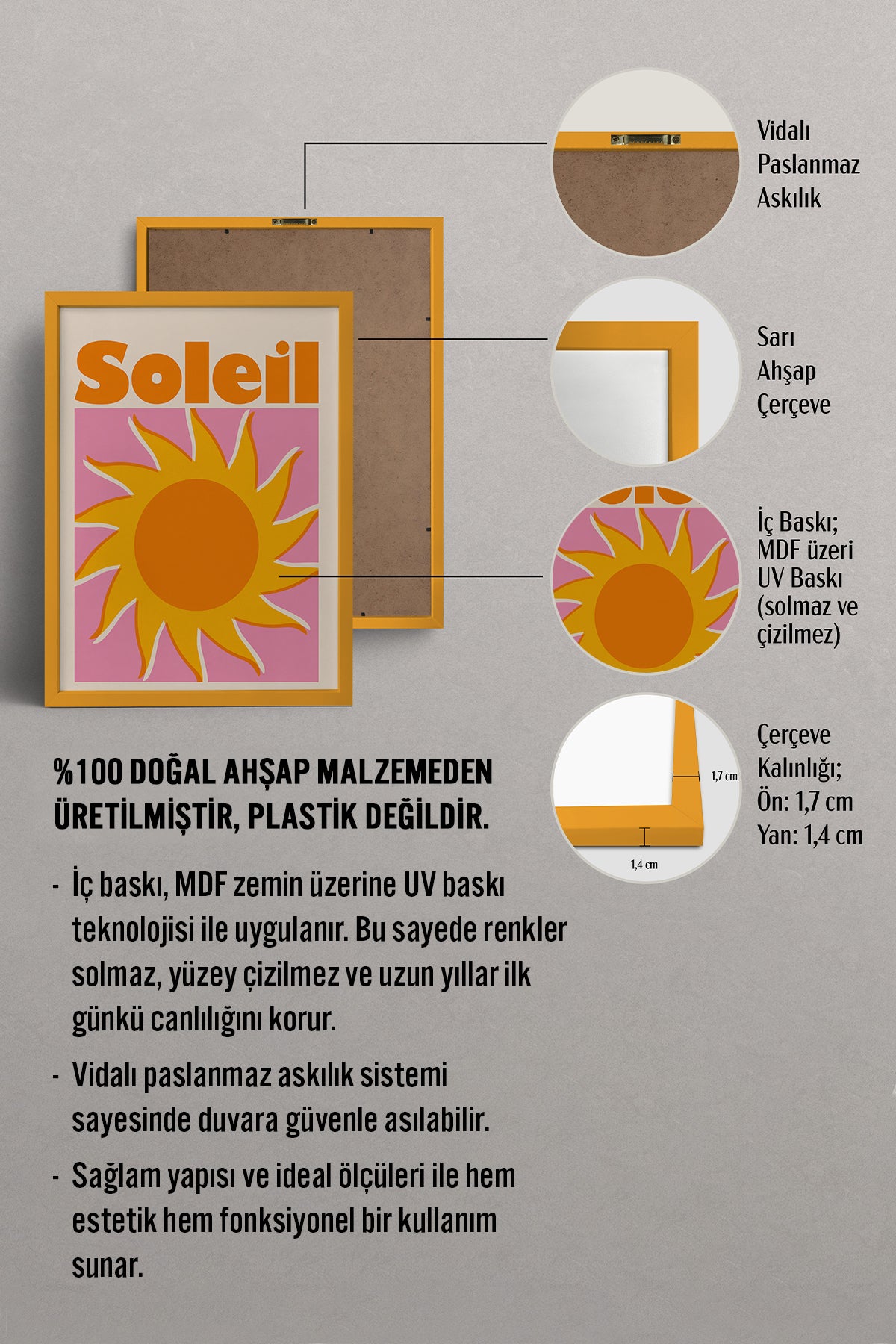 HOMEPACK Ahşap Çerçeveli Tablo Çerçeveli Poster Sanatsal Modern Duvar Dekoru BEK-8435