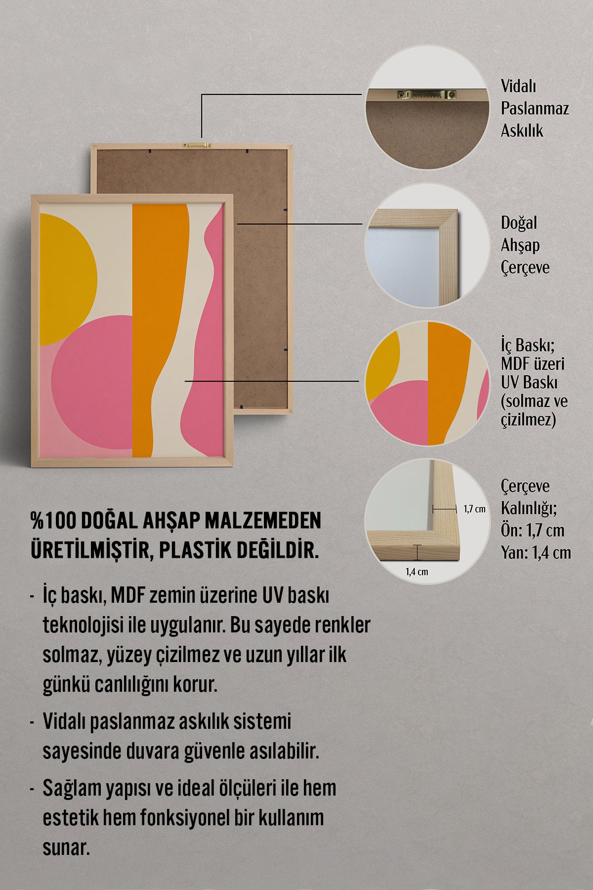 HOMEPACK Ahşap Çerçeveli Tablo Çerçeveli Poster Sanatsal Modern Duvar Dekoru BEK-8436