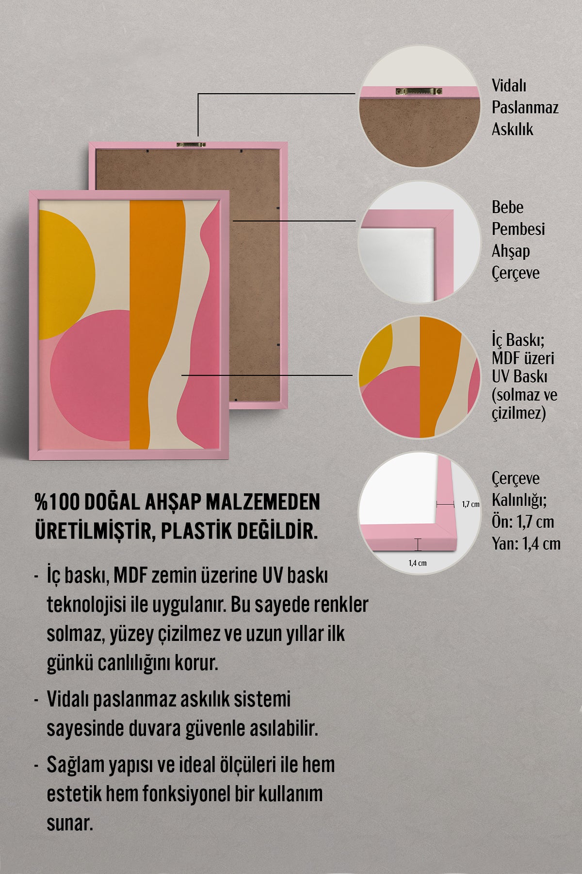 HOMEPACK Ahşap Çerçeveli Tablo Çerçeveli Poster Sanatsal Modern Duvar Dekoru BEK-8436