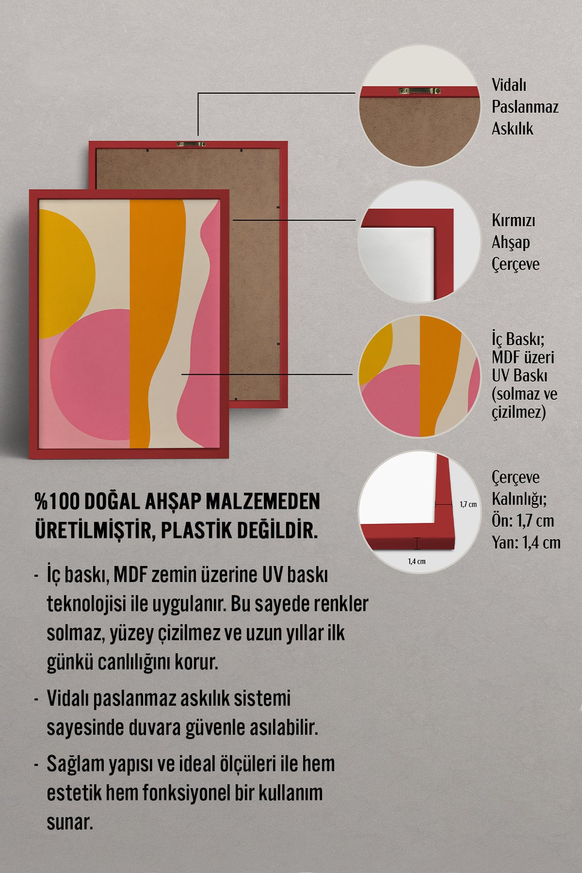 HOMEPACK Ahşap Çerçeveli Tablo Çerçeveli Poster Sanatsal Modern Duvar Dekoru BEK-8436