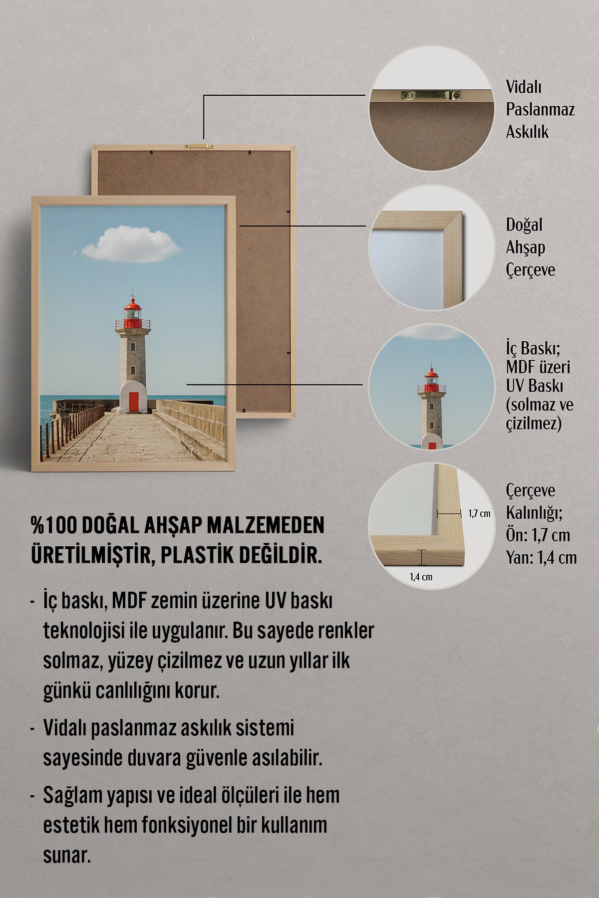 HOMEPACK Ahşap Çerçeveli Tablo Çerçeveli Poster Sanatsal Modern Duvar Dekoru BEK-8437