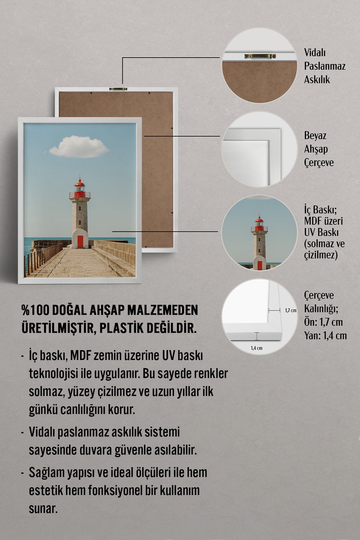 HOMEPACK Ahşap Çerçeveli Tablo Çerçeveli Poster Sanatsal Modern Duvar Dekoru BEK-8437