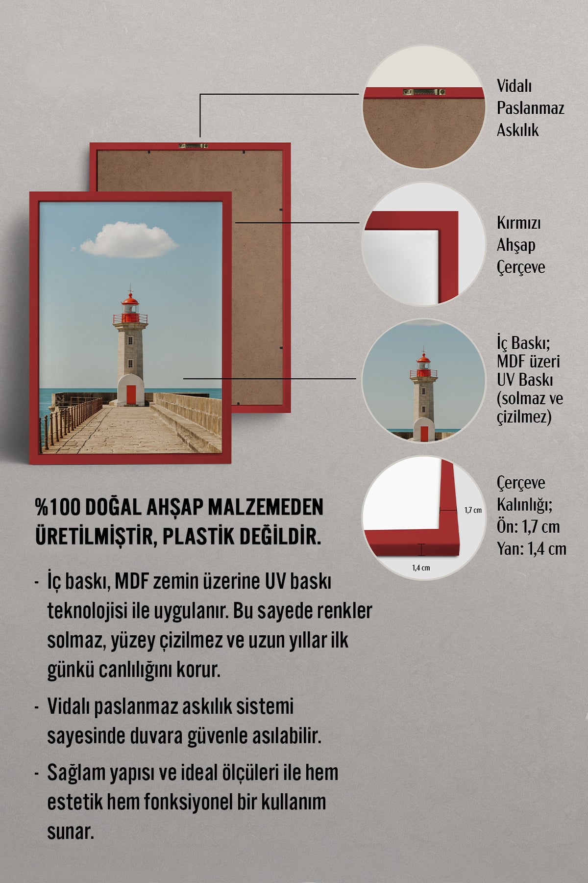 HOMEPACK Ahşap Çerçeveli Tablo Çerçeveli Poster Sanatsal Modern Duvar Dekoru BEK-8437