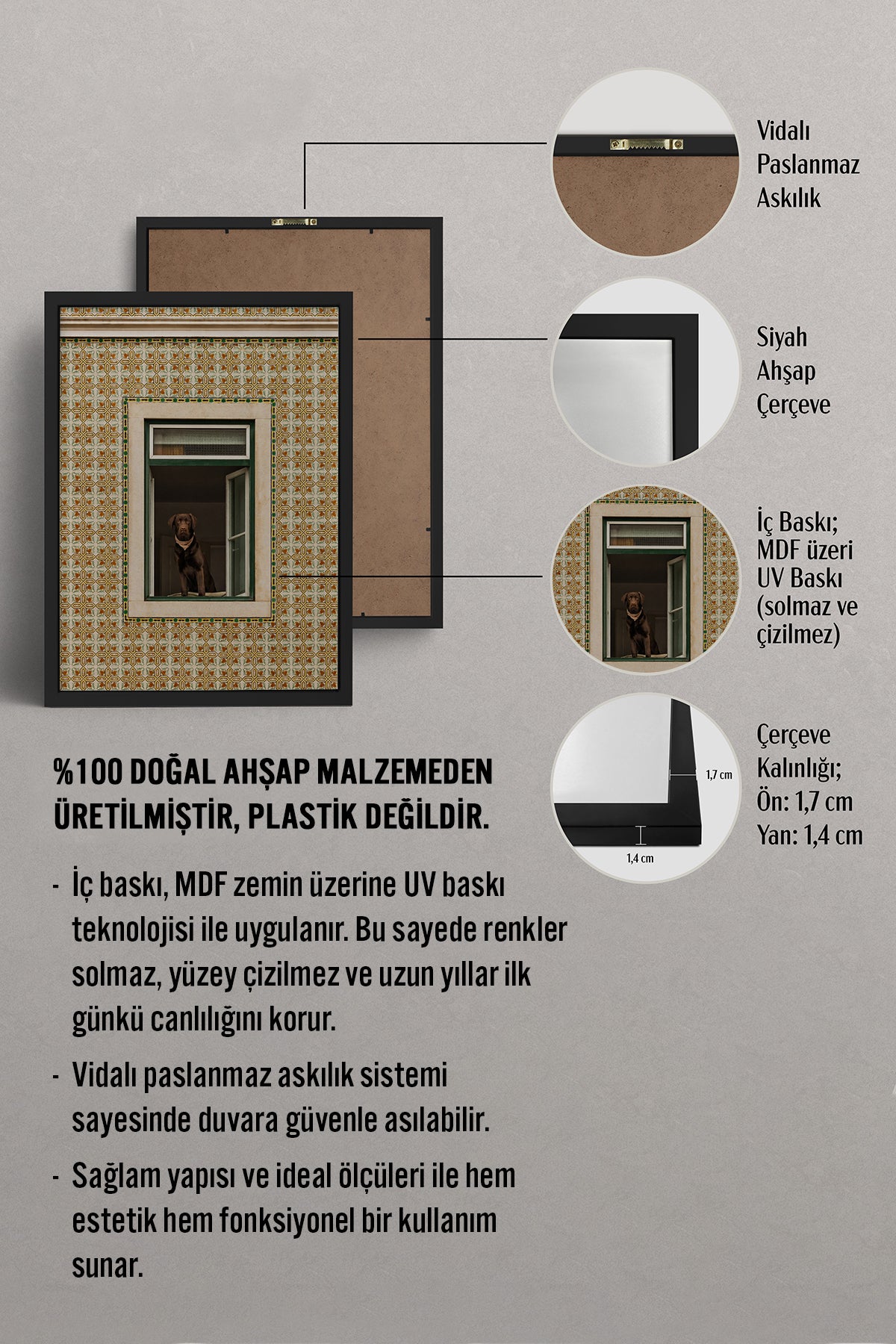 HOMEPACK Ahşap Çerçeveli Tablo Çerçeveli Poster Sanatsal Modern Duvar Dekoru BEK-8438