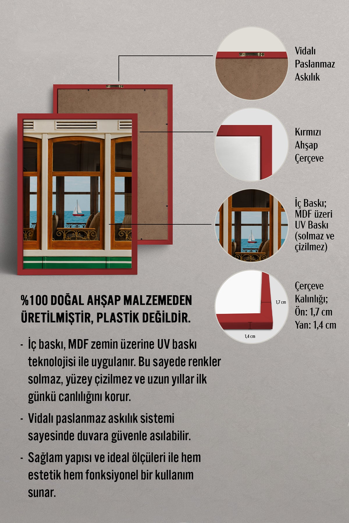 HOMEPACK Ahşap Çerçeveli Tablo Çerçeveli Poster Sanatsal Modern Duvar Dekoru BEK-8439