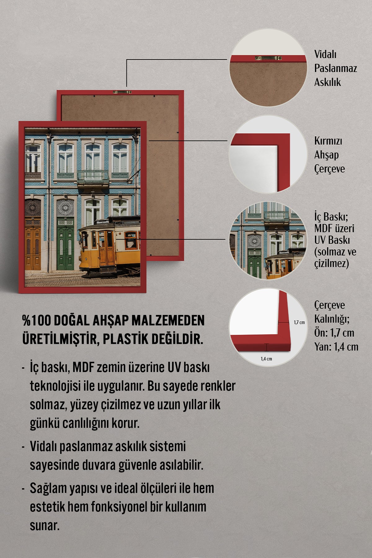HOMEPACK Ahşap Çerçeveli Tablo Çerçeveli Poster Sanatsal Modern Duvar Dekoru BEK-8440