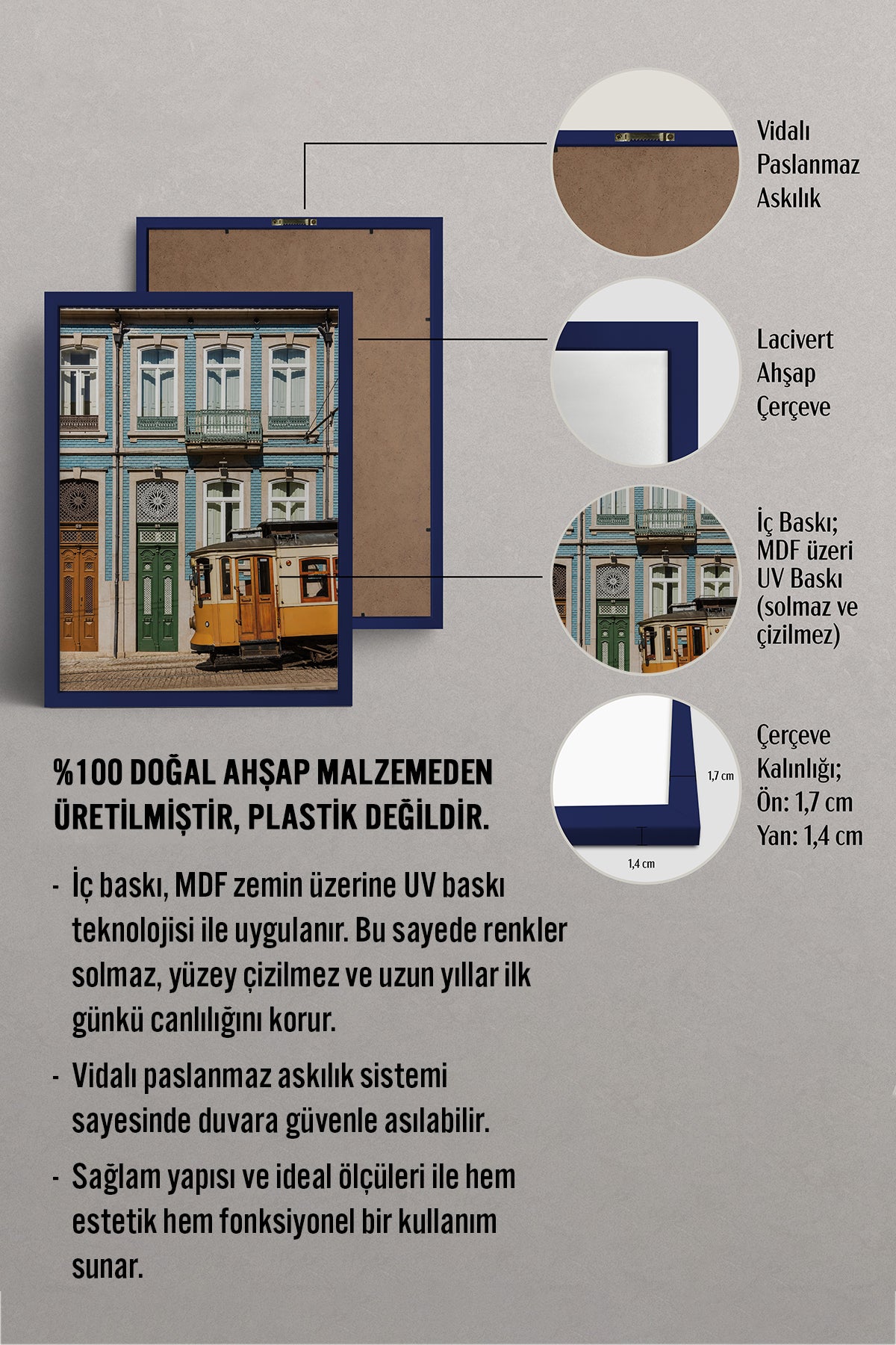 HOMEPACK Ahşap Çerçeveli Tablo Çerçeveli Poster Sanatsal Modern Duvar Dekoru BEK-8440