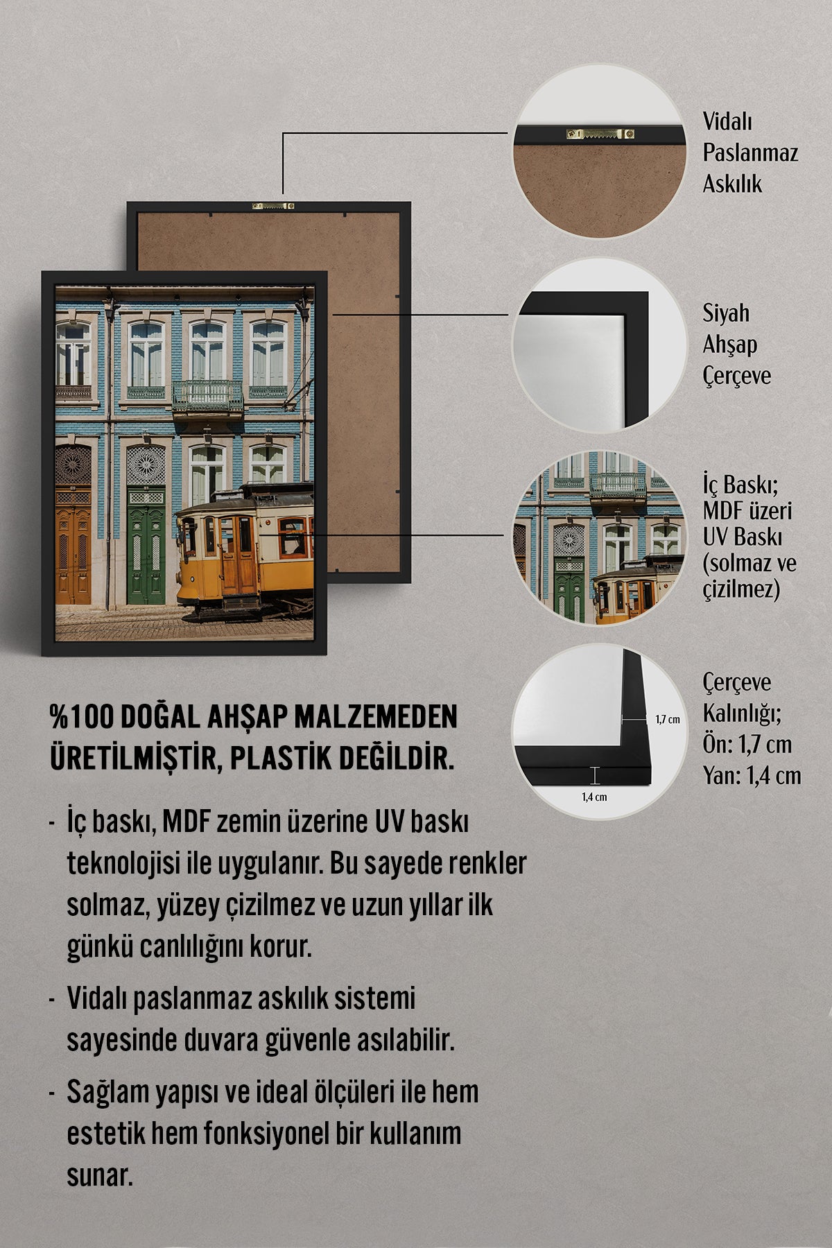 HOMEPACK Ahşap Çerçeveli Tablo Çerçeveli Poster Sanatsal Modern Duvar Dekoru BEK-8440