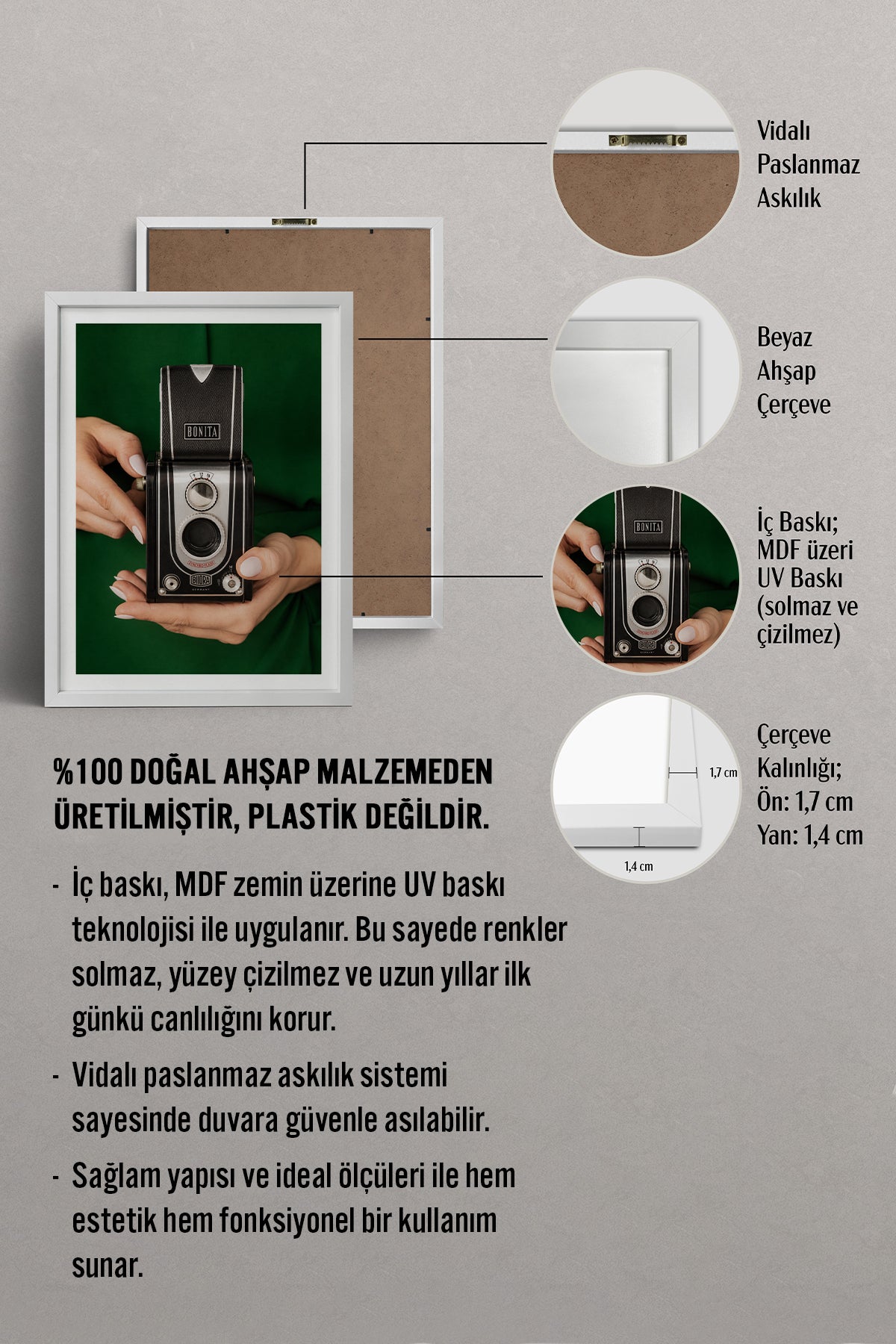 HOMEPACK Ahşap Çerçeveli Tablo Çerçeveli Poster Sanatsal Modern Duvar Dekoru BEK-8441