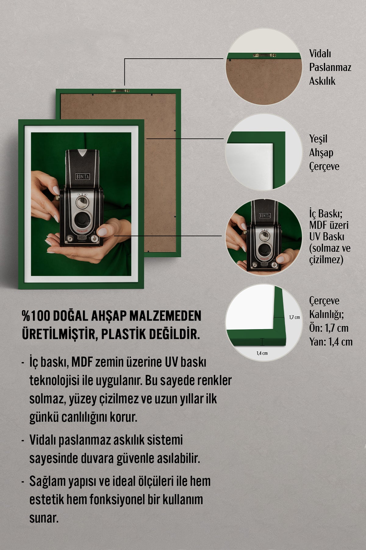 HOMEPACK Ahşap Çerçeveli Tablo Çerçeveli Poster Sanatsal Modern Duvar Dekoru BEK-8441