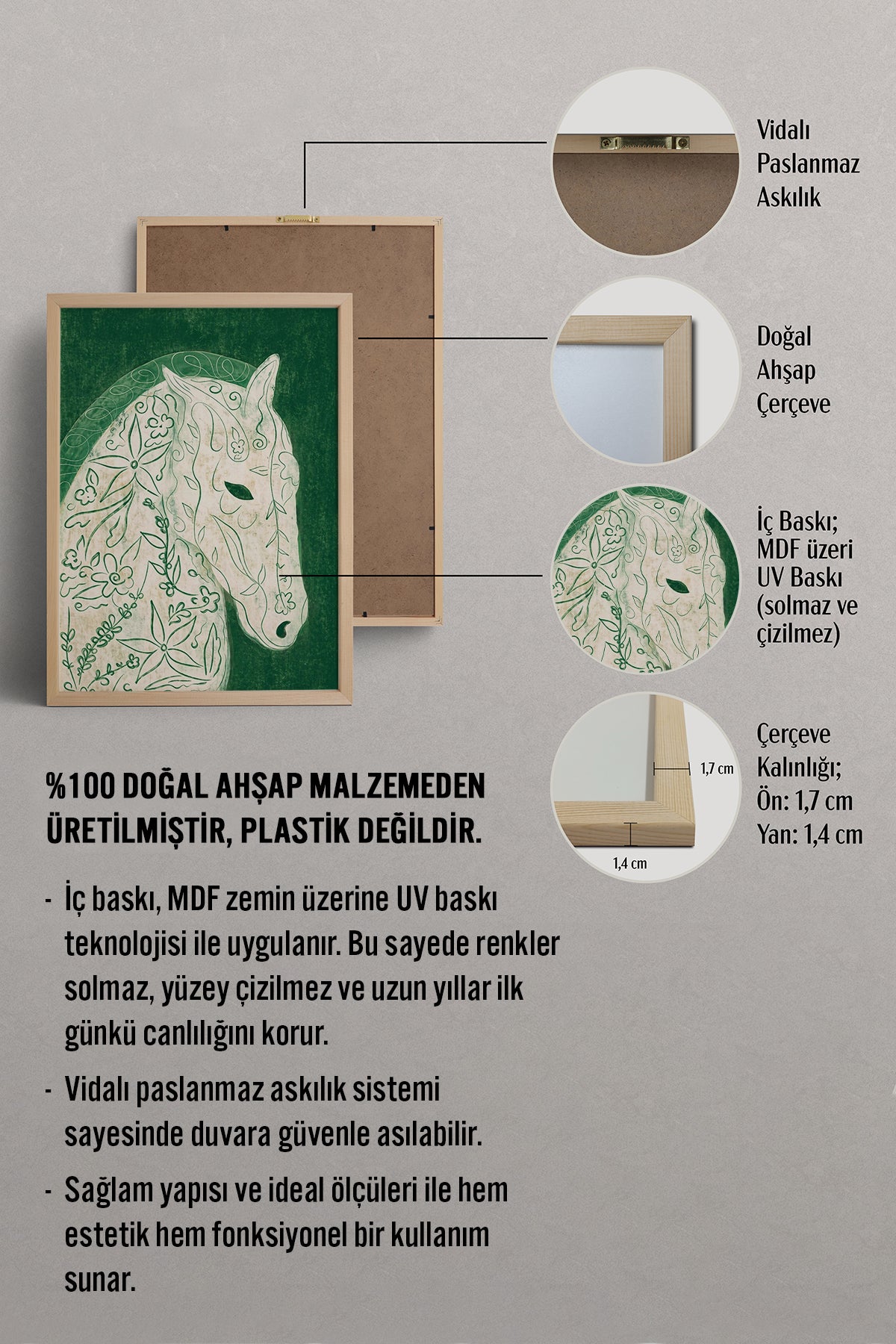 HOMEPACK Ahşap Çerçeveli Tablo Çerçeveli Poster Sanatsal Modern Duvar Dekoru BEK-8442