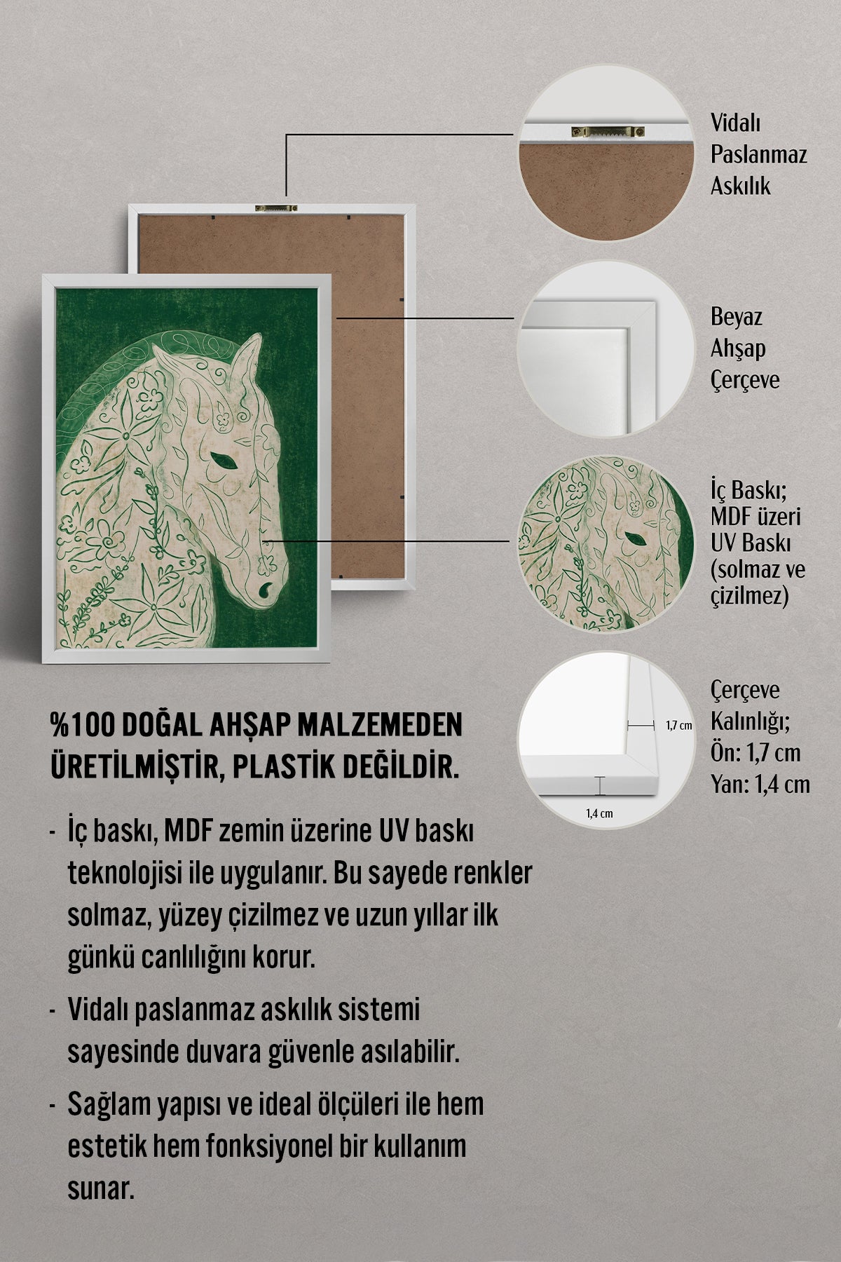 HOMEPACK Ahşap Çerçeveli Tablo Çerçeveli Poster Sanatsal Modern Duvar Dekoru BEK-8442