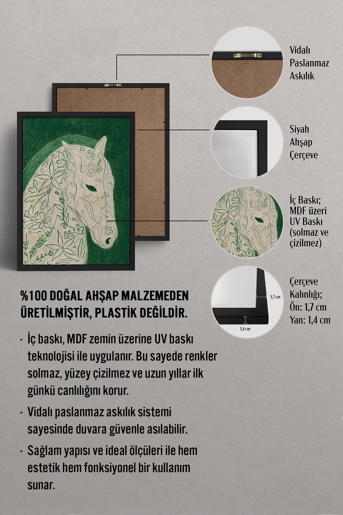 HOMEPACK Ahşap Çerçeveli Tablo Çerçeveli Poster Sanatsal Modern Duvar Dekoru BEK-8442