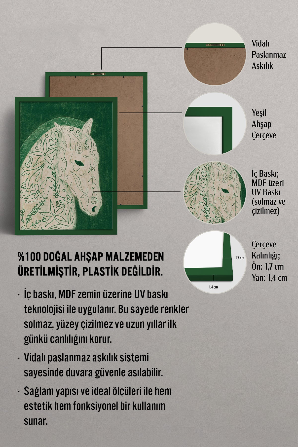 HOMEPACK Ahşap Çerçeveli Tablo Çerçeveli Poster Sanatsal Modern Duvar Dekoru BEK-8442