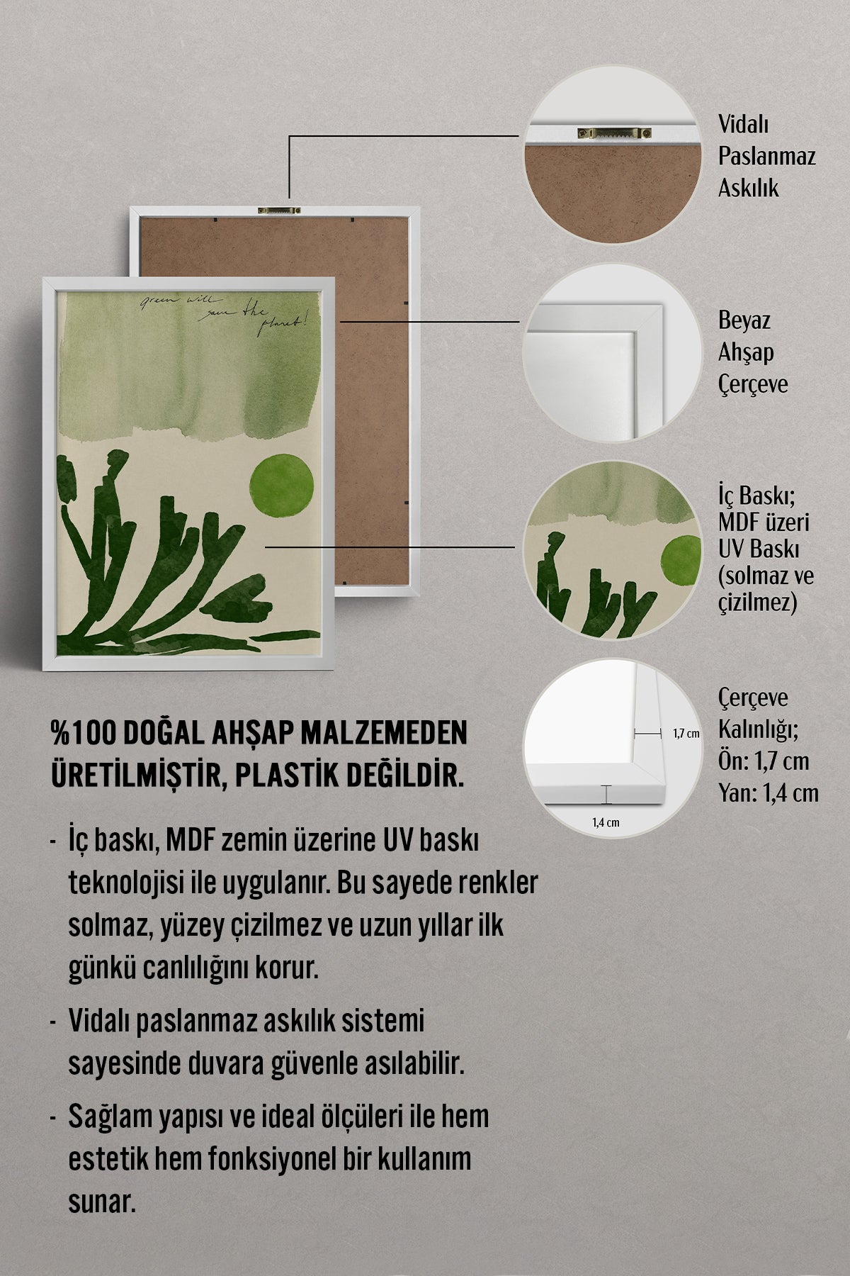 HOMEPACK Ahşap Çerçeveli Tablo Çerçeveli Poster Sanatsal Modern Duvar Dekoru BEK-8443