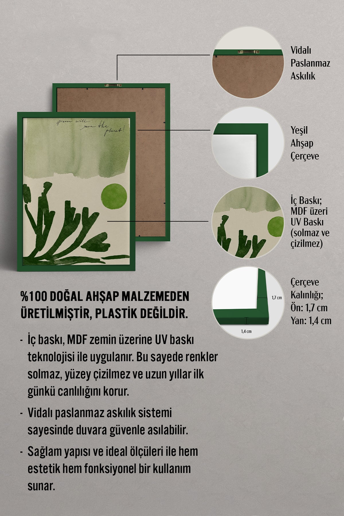 HOMEPACK Ahşap Çerçeveli Tablo Çerçeveli Poster Sanatsal Modern Duvar Dekoru BEK-8443