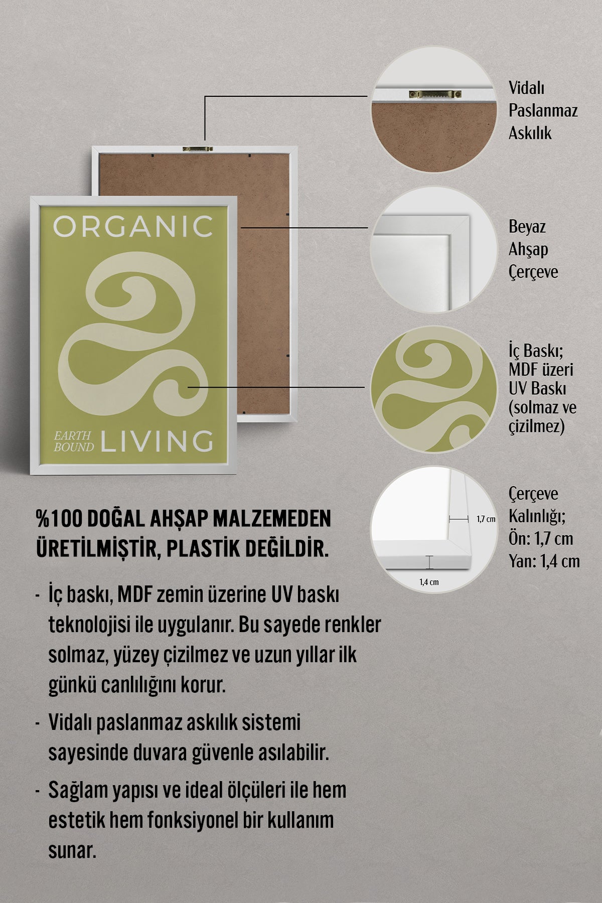 HOMEPACK Ahşap Çerçeveli Tablo Çerçeveli Poster Sanatsal Modern Duvar Dekoru BEK-8446